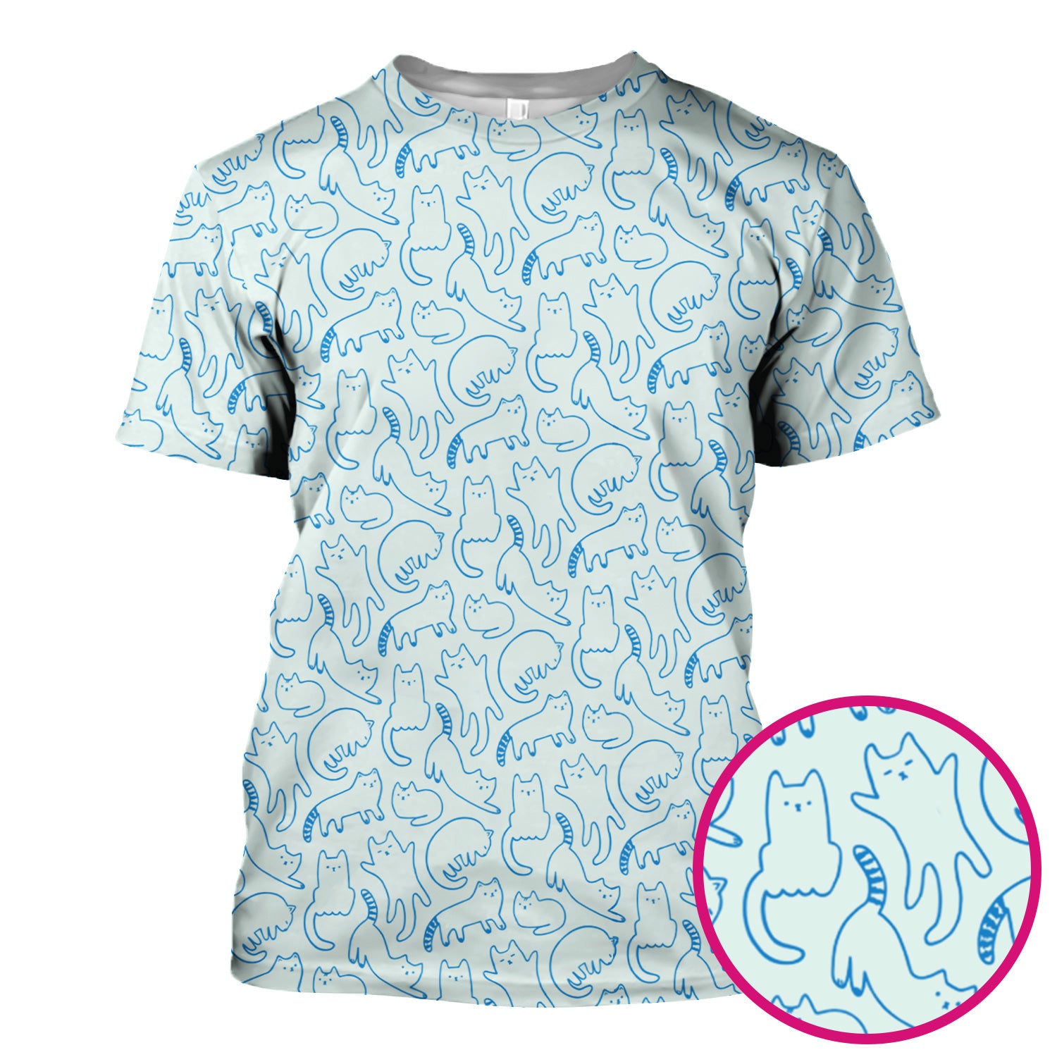 Artistic Cat Pattern Medical Scrub Top, Breathable Fabrics Nursing Uniform