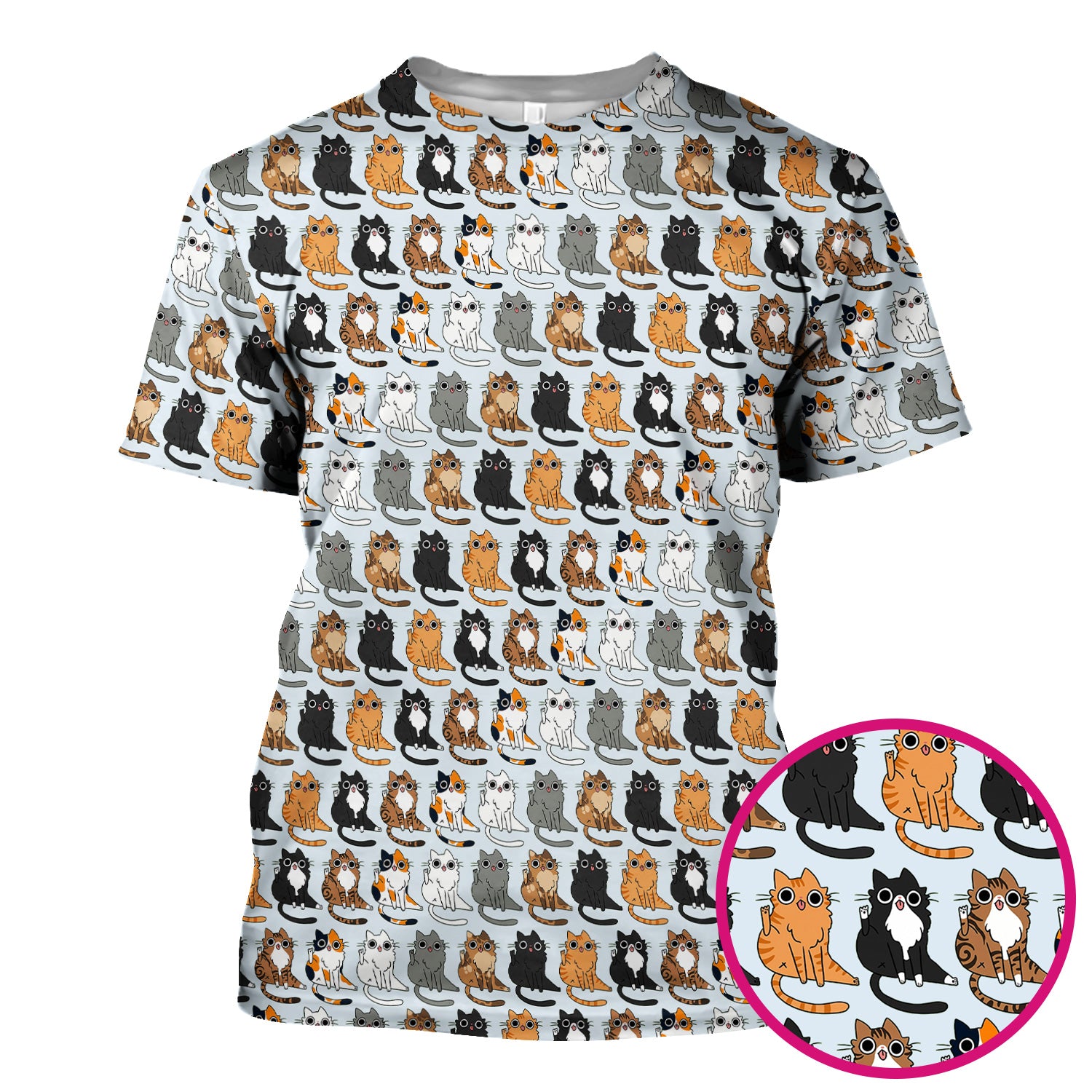 Cute Cartoon Cat Pattern Scrub Top, Comfortable Scrubs for Nurses