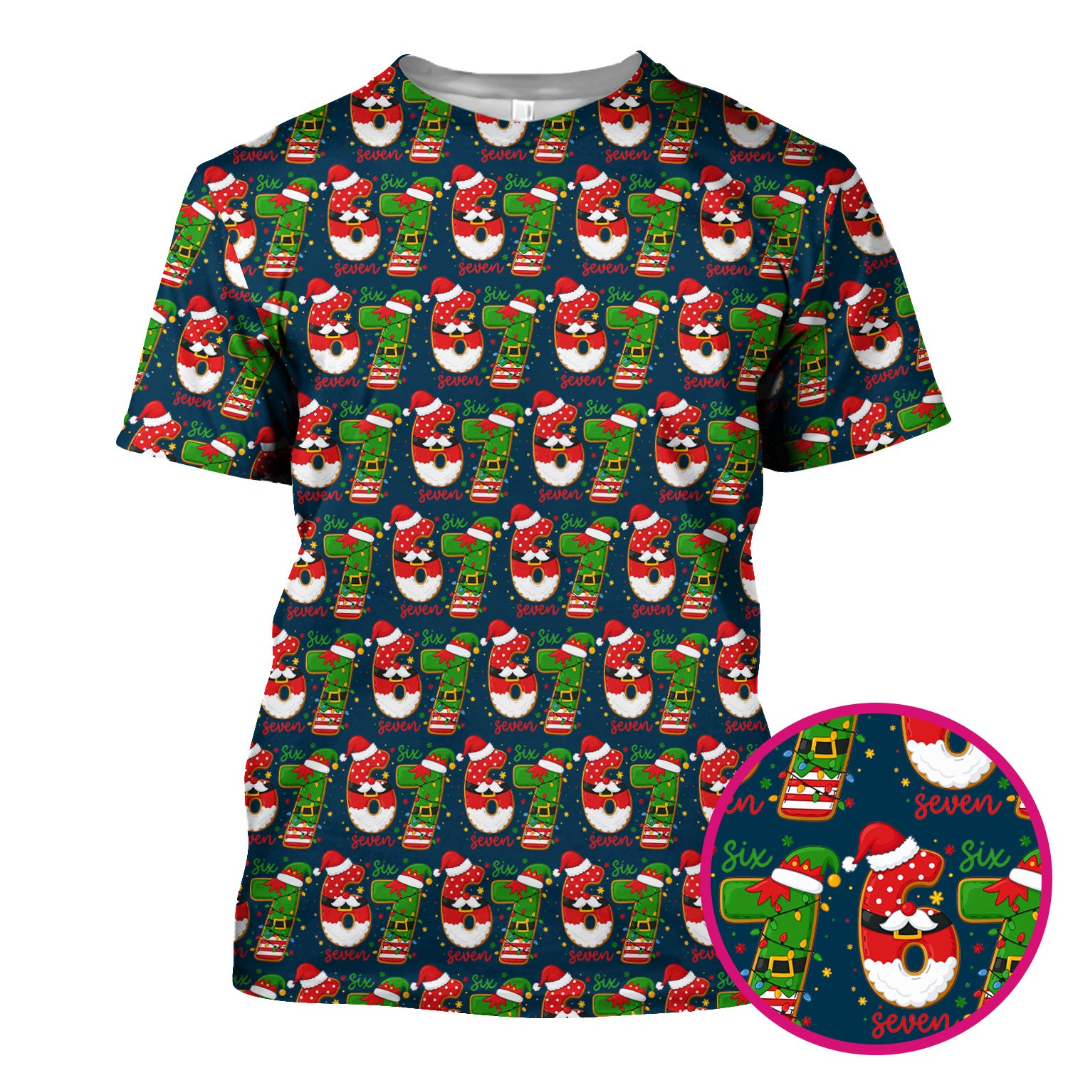 Christmas 67 Pattern Scrub Top, Festive Holiday Medical Uniform Shirt For Nursing