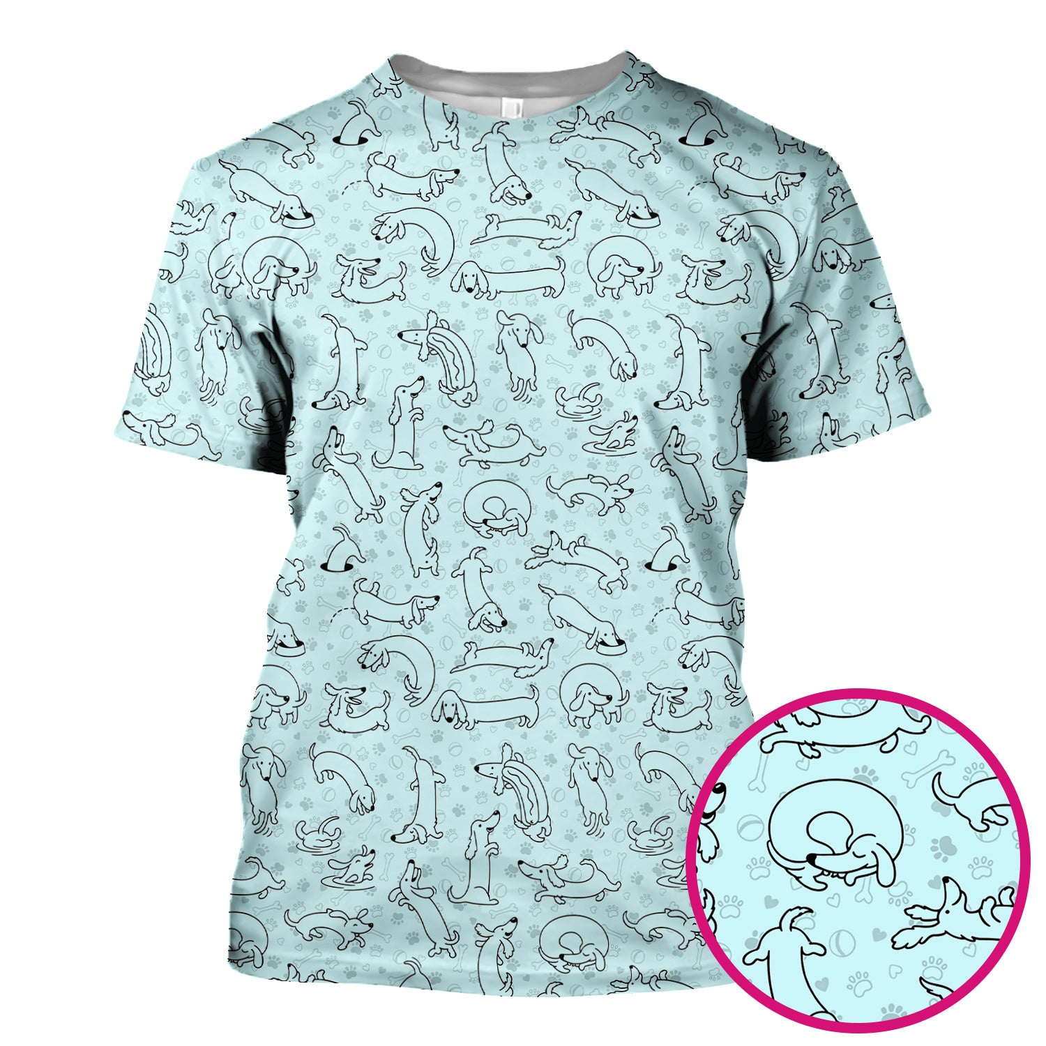 Playful Dachshund Dog Line Art Print Scrub Top, Comfortable Scrubs for Nurses