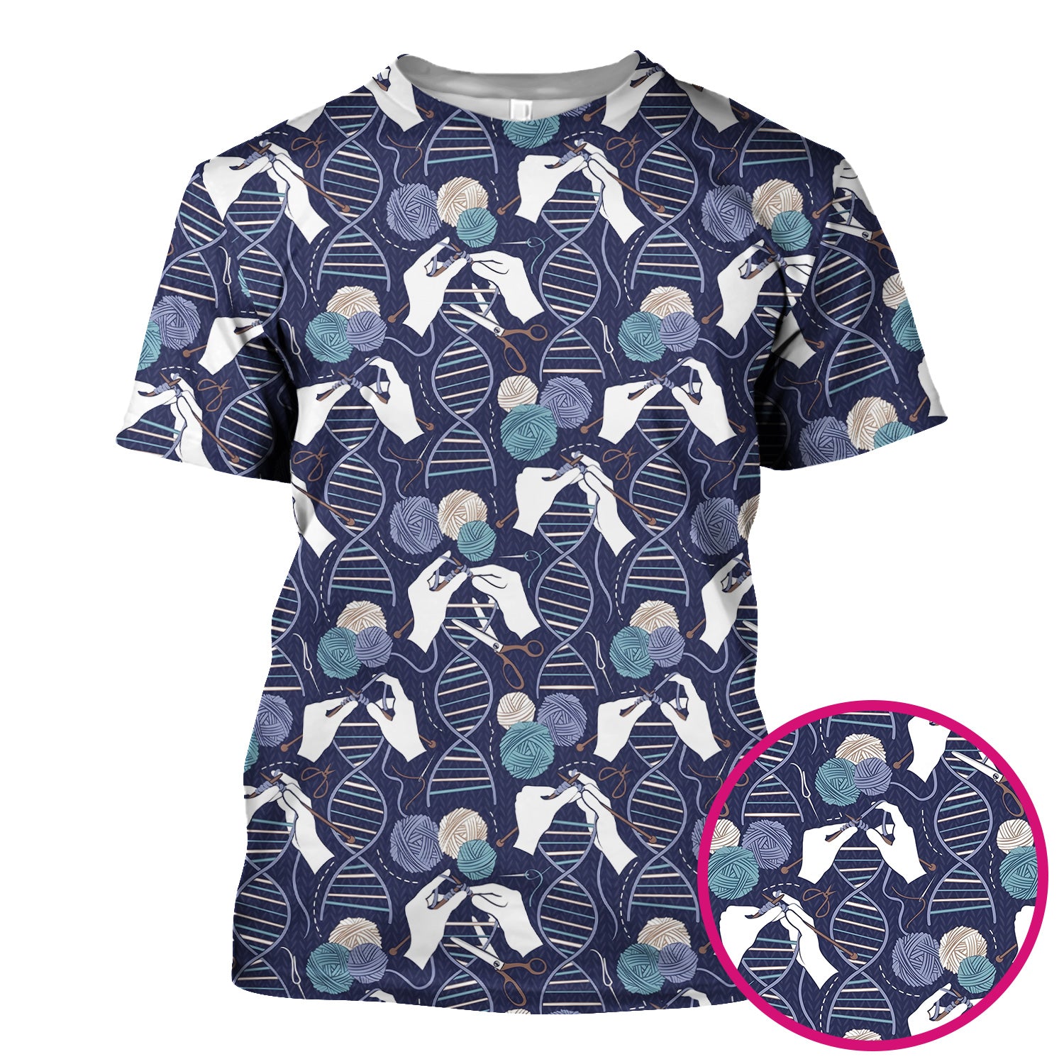 DNA Helix Yarn Pattern Scrub Top, Comfortable Scrubs for Nurses