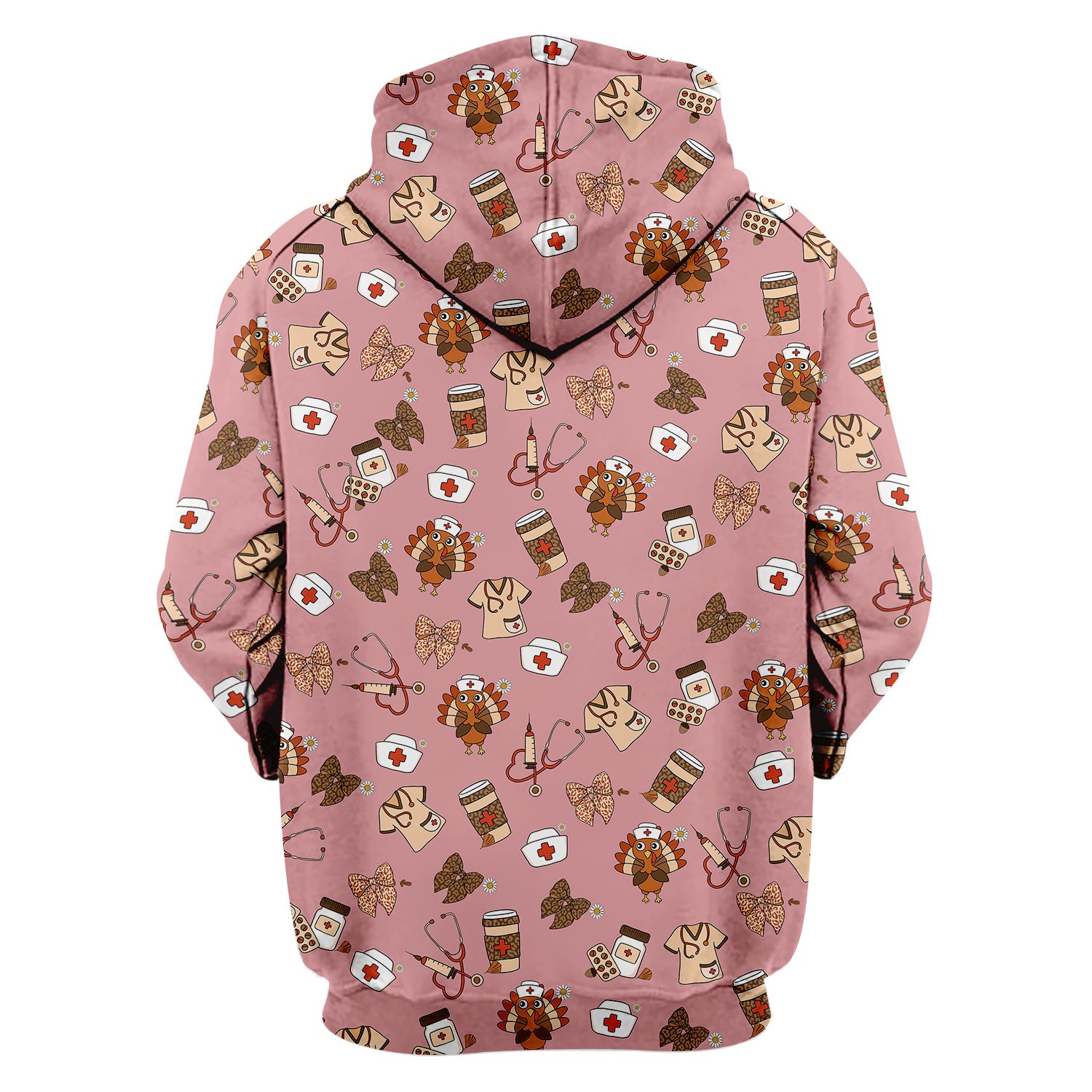 Cute Nurse Fall Season Scrub Top - Thanksgiving Turkey & Stethoscope Medical Design  - Gift for RN LPN CNA