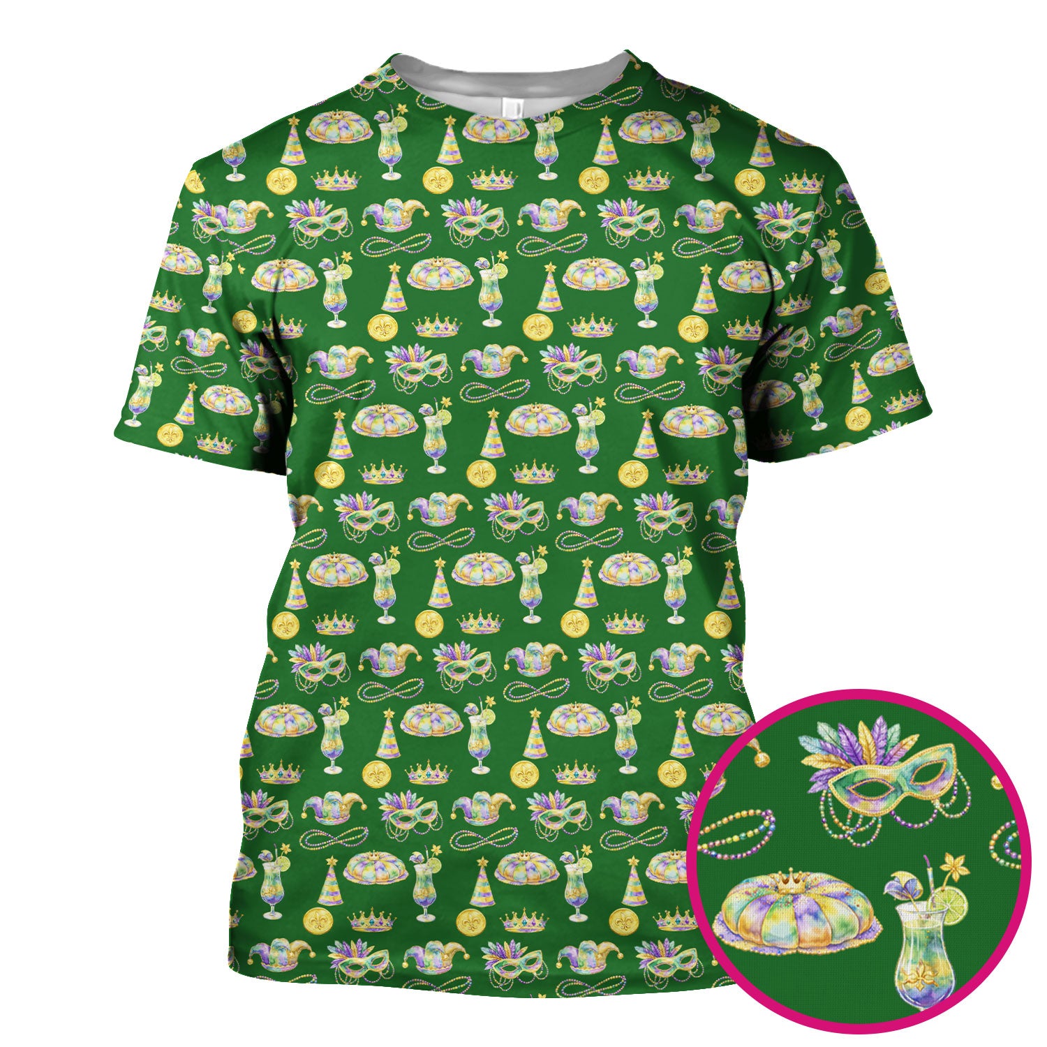 Mardi Gras Mask Scrub Top, Elegant Carnival Pattern Nurse Shirt For Women, Breathable Fabrics Nursing Uniform