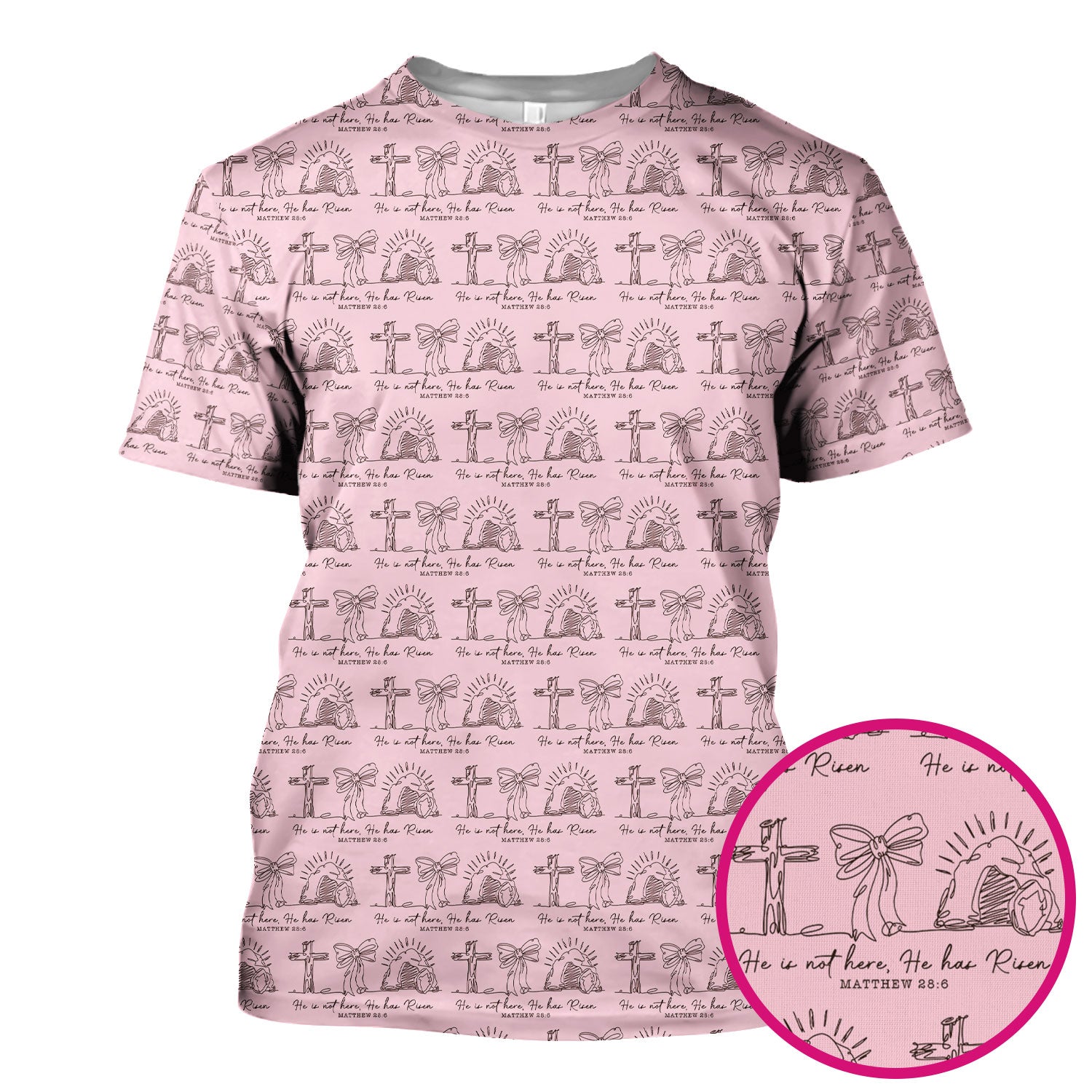 Christian Cross He Is Risen Pattern Scrubs Top, Comfortable Scrubs for Nurses