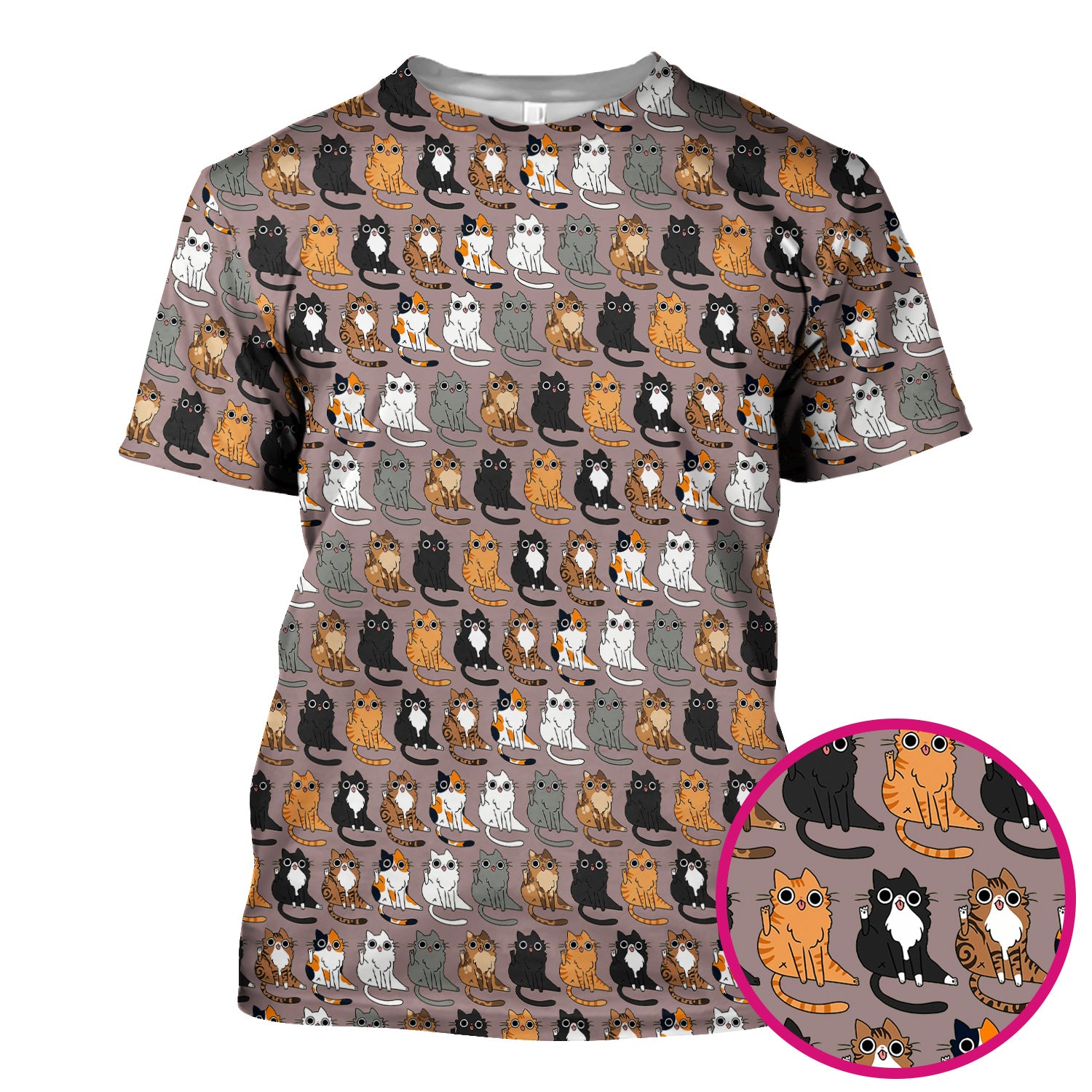 Cute Cartoon Cat Pattern Scrub Top, Comfortable Scrubs for Nurses