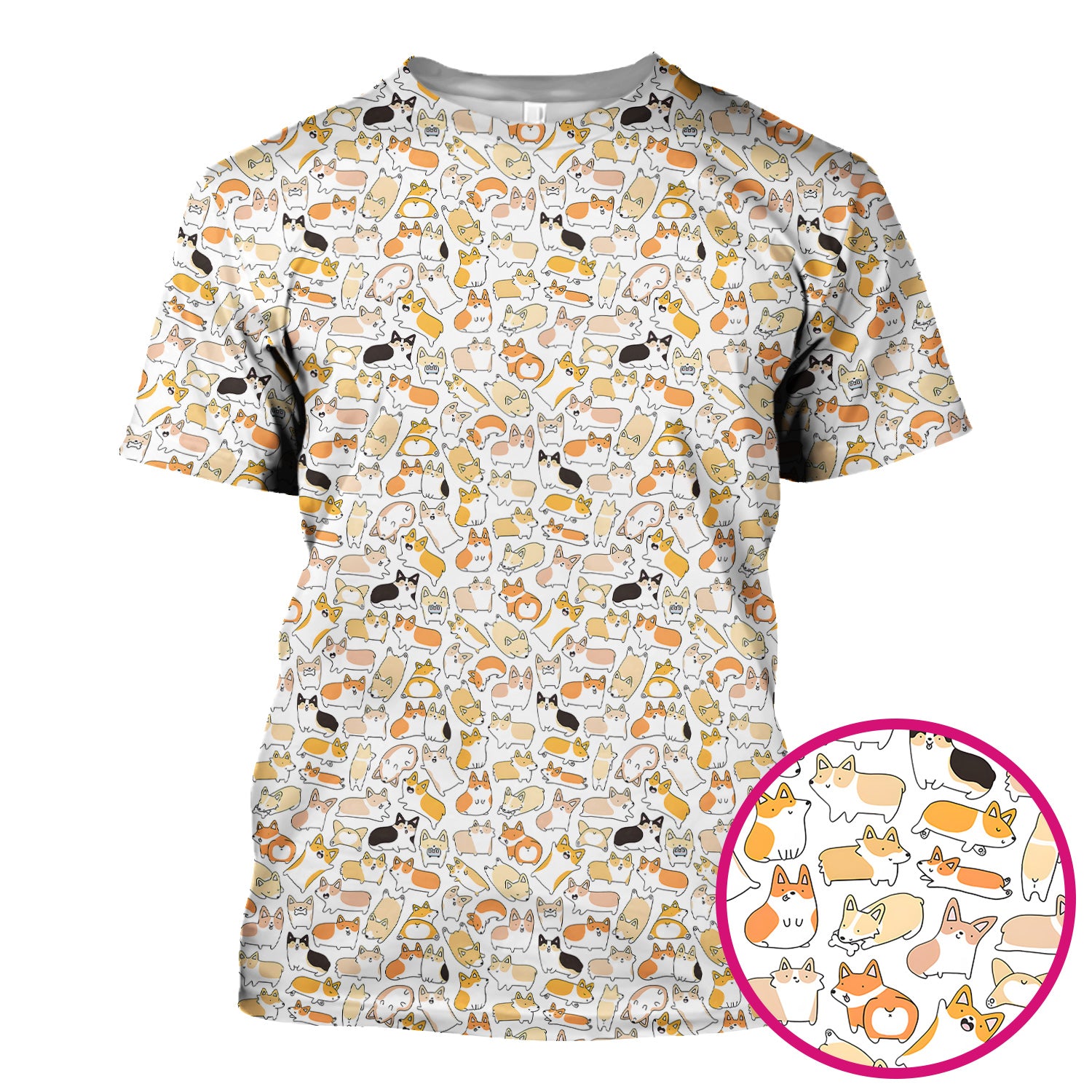 Cute Corgi Dog All Over Print Scrub Top, Comfortable Scrubs for Nurses