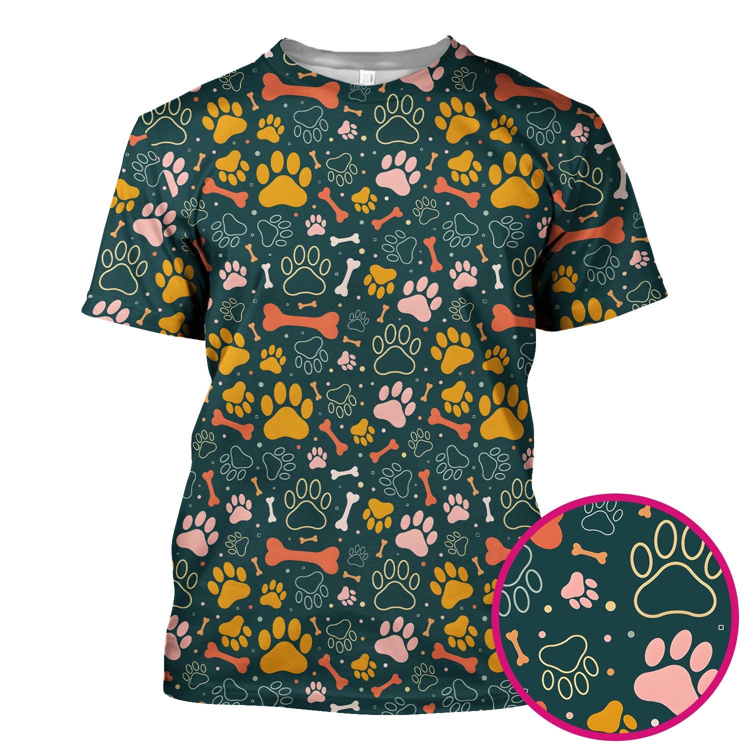 Cute Paw Print Dog Pattern Scrub Top, Comfortable Scrubs for Nurses