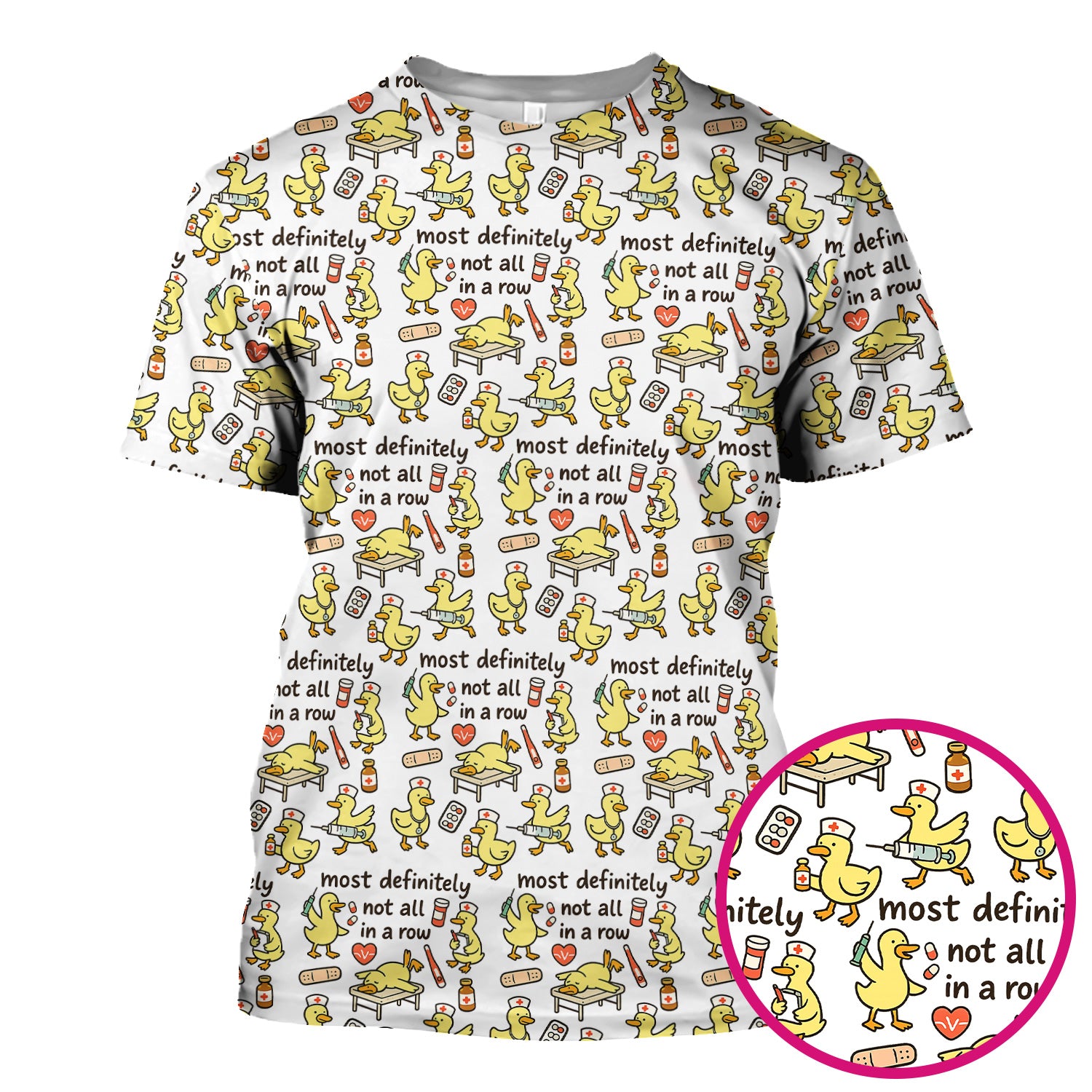 Funny Nurse Duck Medical Humor Pattern Scrub Top, Comfortable Scrubs for Nurses