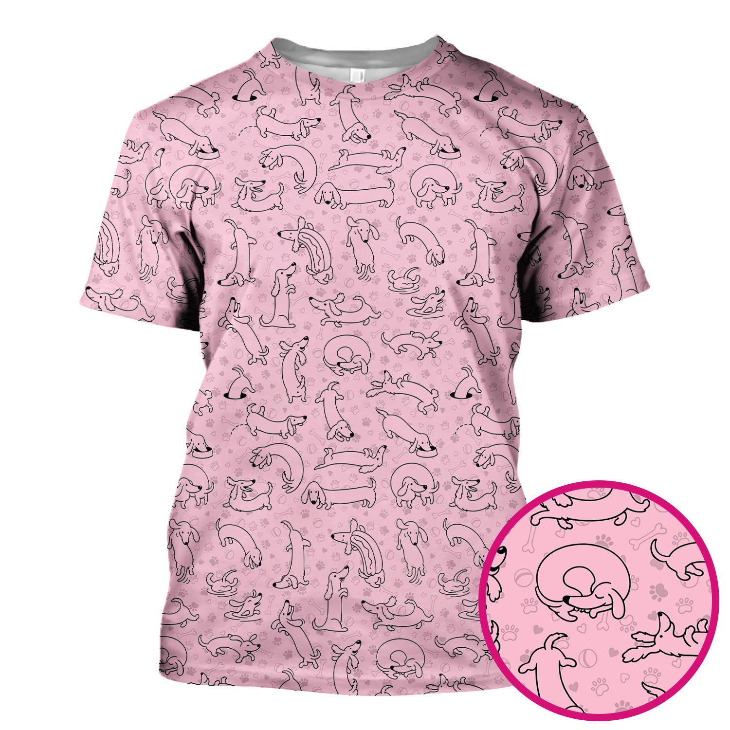Playful Dachshund Dog Line Art Print Scrub Top, Comfortable Scrubs for Nurses