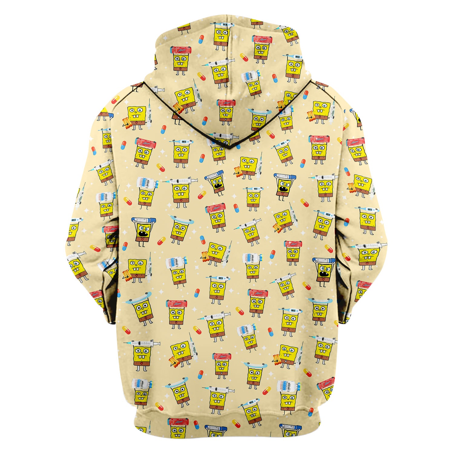 Cartoon Character Scrub Top - All-Over Print Doodle Medical Characters - Gift for RN LPN Healthcare Workers