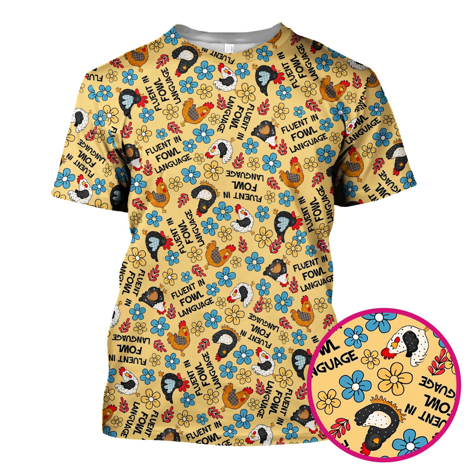 Funny Chicken Fluent in Fowl Language Pattern Scrub Top, Comfortable Scrubs for Nurses