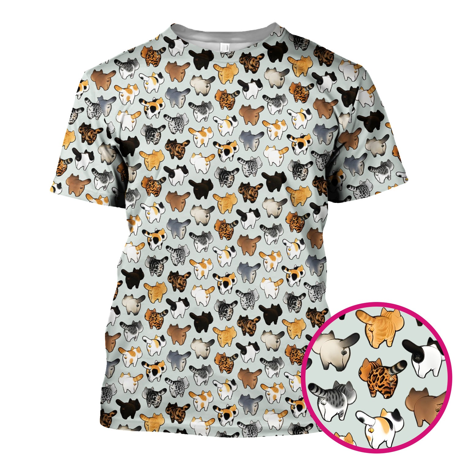 Cat Butt Pattern Medical Scrub Top, Breathable Fabrics Nursing Uniform