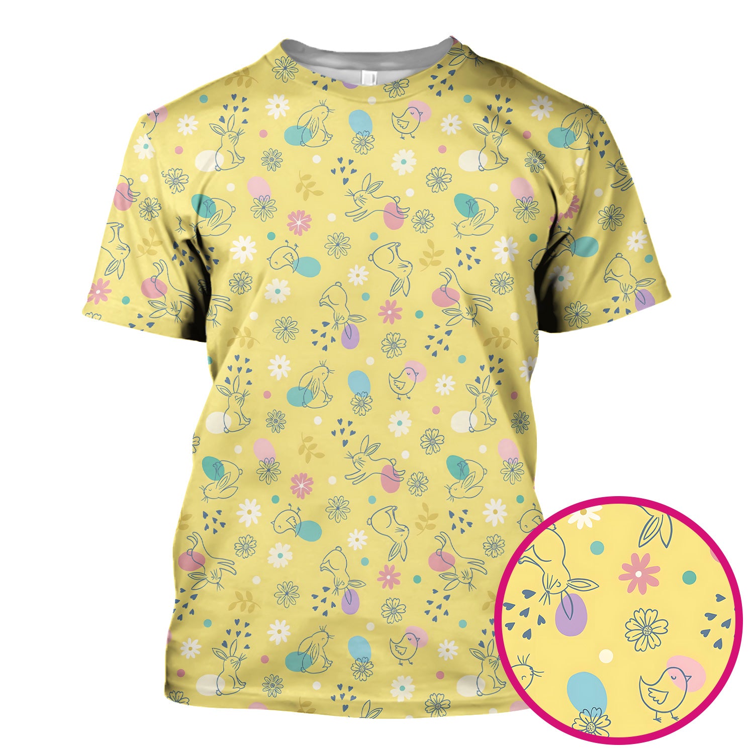 Whimsical Easter Bunny Eggs Pattern Scrub Top, Comfortable Scrubs for Nurses