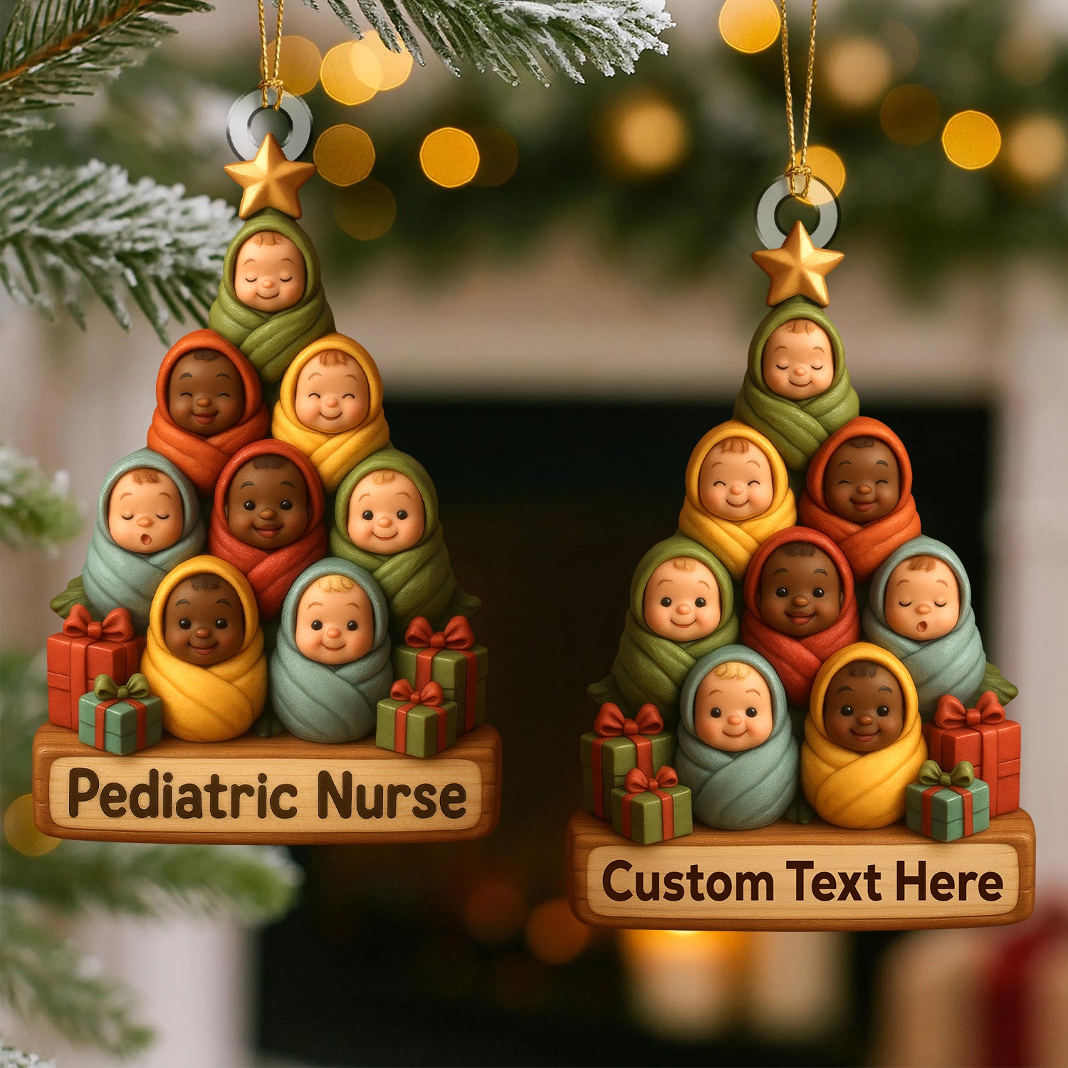 Personalized Pediatric Nurse Christmas Ornament , Nursing Ornament With Custom Name, Nurse Xmas RN Gift