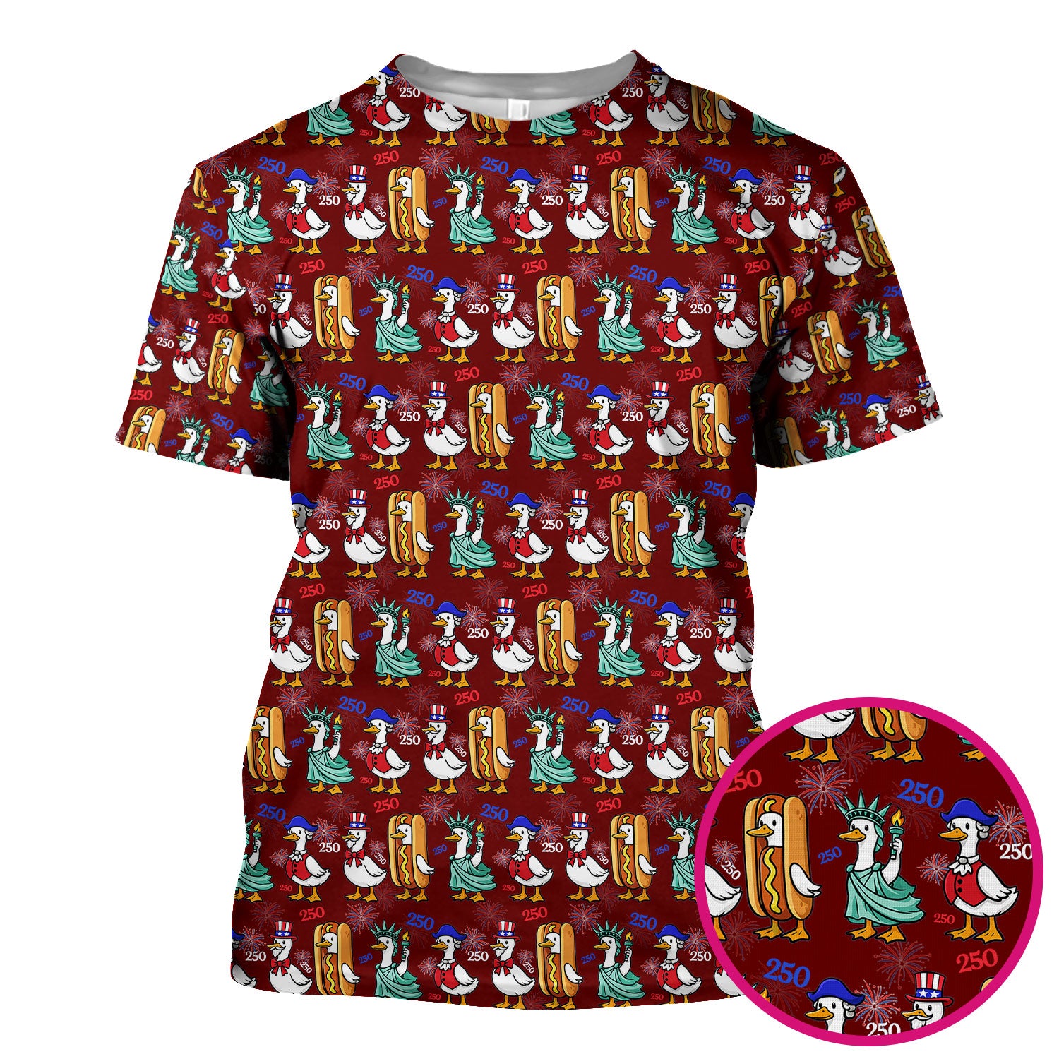 Patriotic Duck Independence Day Pattern Scrub Top, Breathable Healthcare Uniform Top