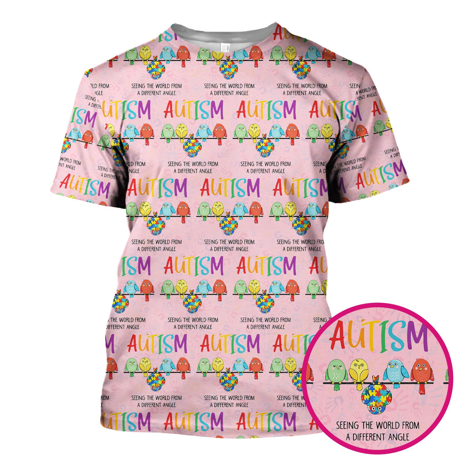 Autism Seeing The World From A Different Angle Birds Scrub Top ,Comfortable Scrubs for Nurses