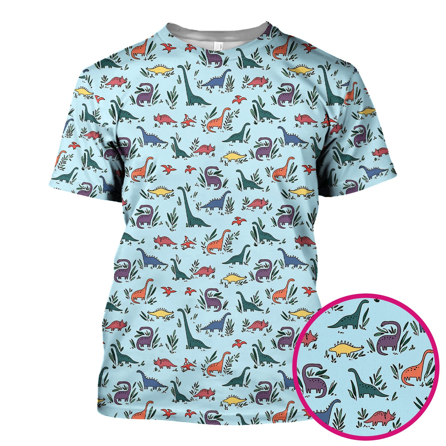 Cute Dinosaur Leafy Garden Pattern Scrub Top, Comfortable Scrubs for Nurses