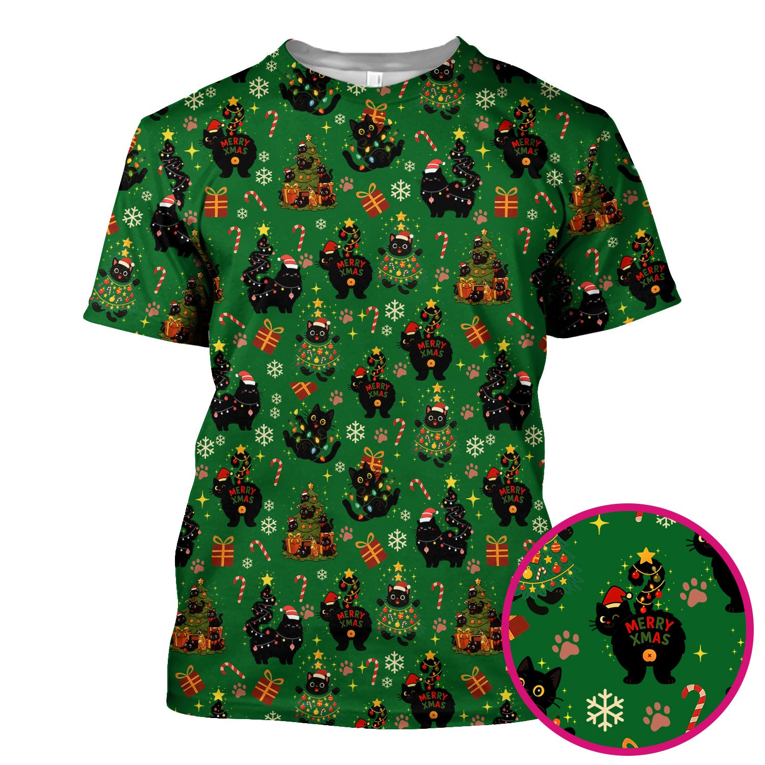 Funny Cat Print Nurse Scrub Top - Christmas Medical Shirt for Women & Men - Cute Holiday Gift Idea for RN CNA Doctor Scrubs