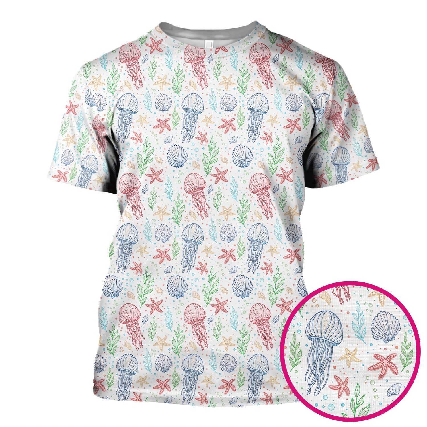 Cute Jellyfish Ocean World Pattern Scrub Top, Comfortable Scrubs for Nurses