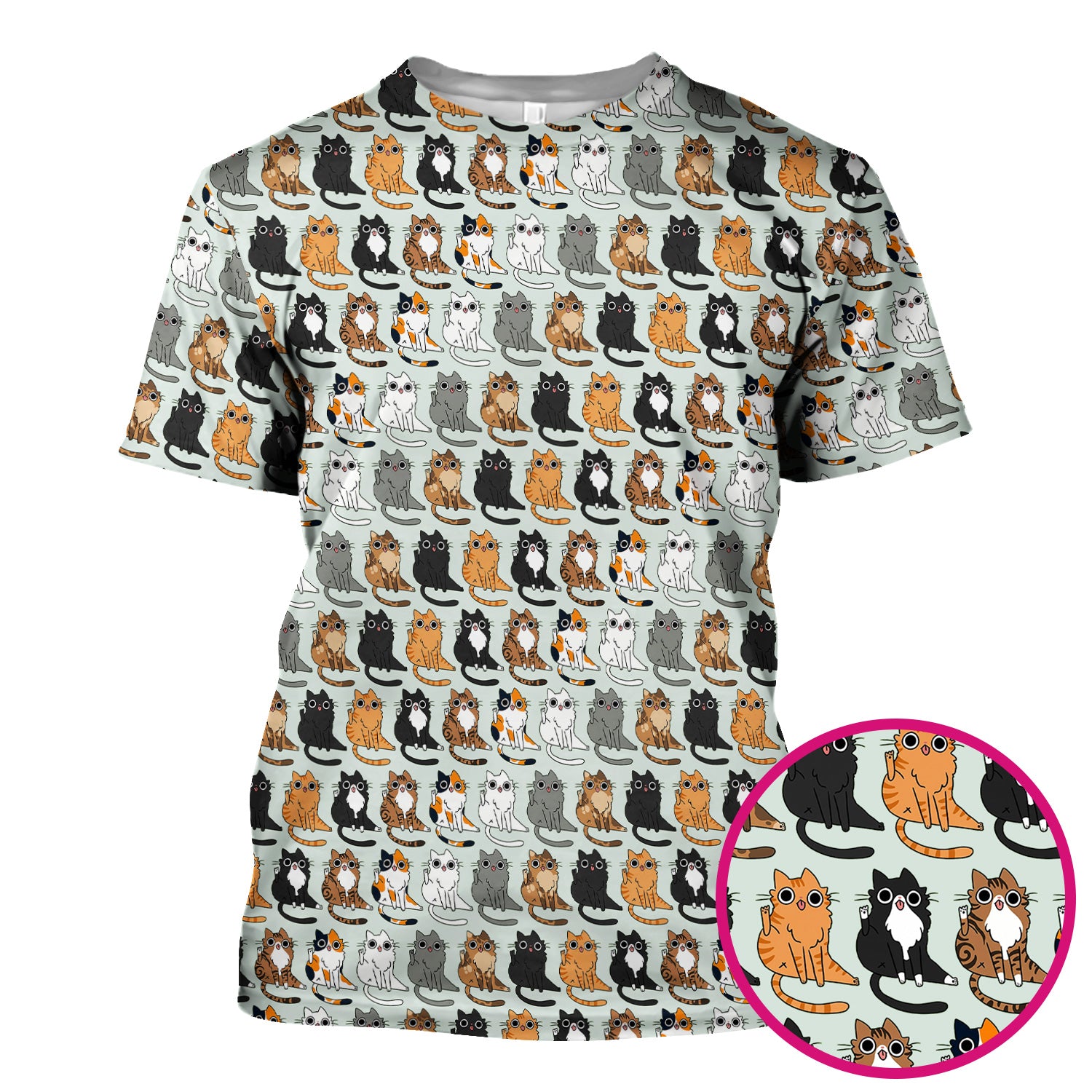 Cute Cartoon Cat Pattern Scrub Top, Comfortable Scrubs for Nurses