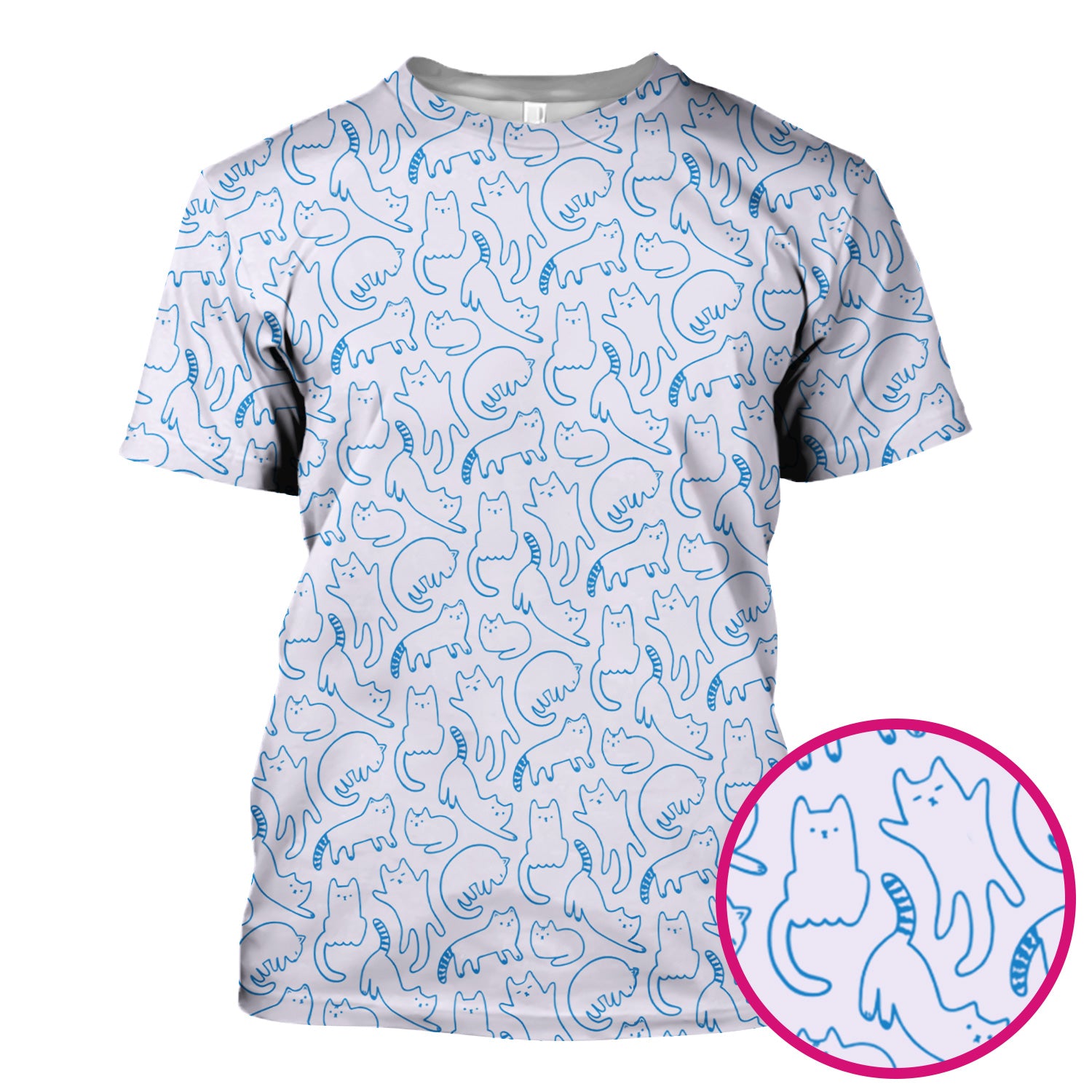 Artistic Cat Pattern Medical Scrub Top, Breathable Fabrics Nursing Uniform