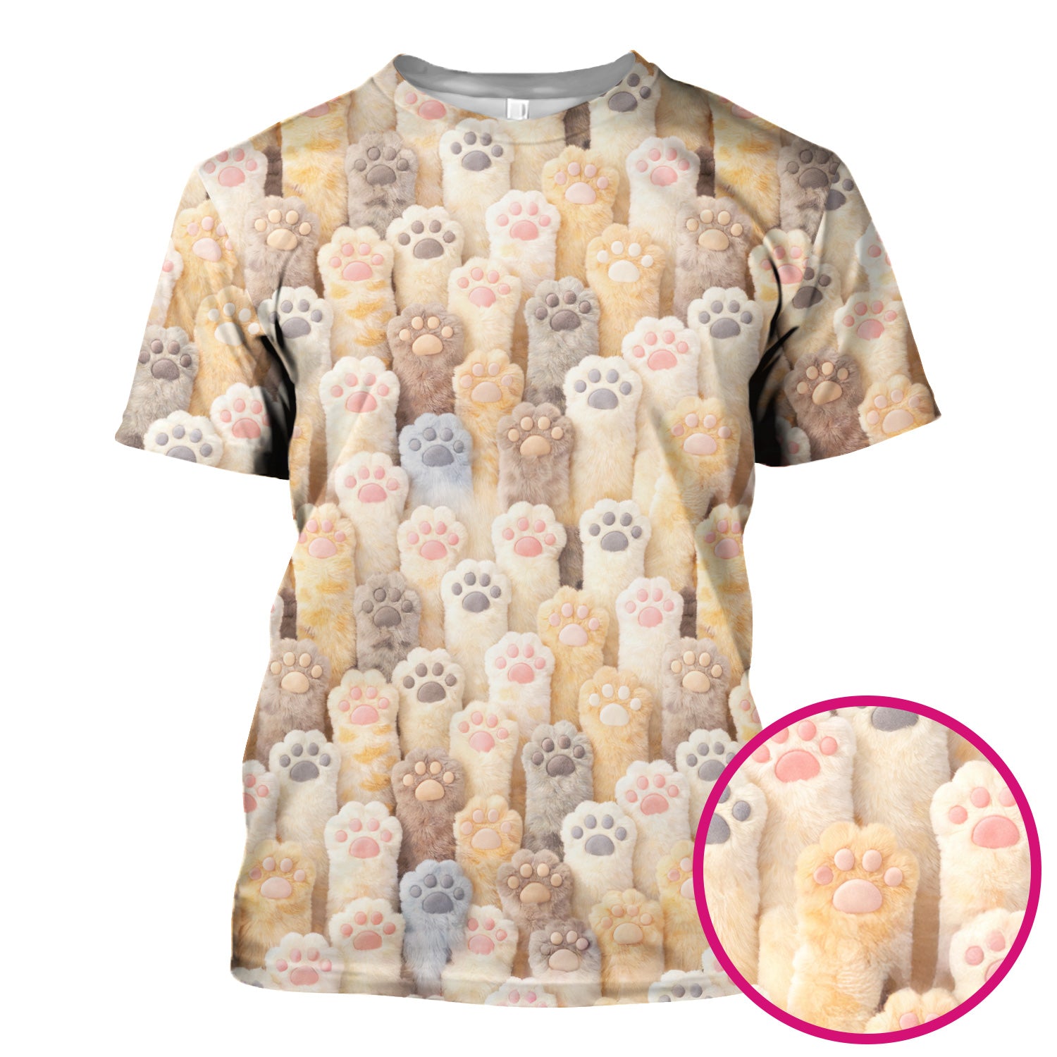 Cute Fluffy Cat Paw Pattern Scrub Top, Comfortable Scrubs for Nurses