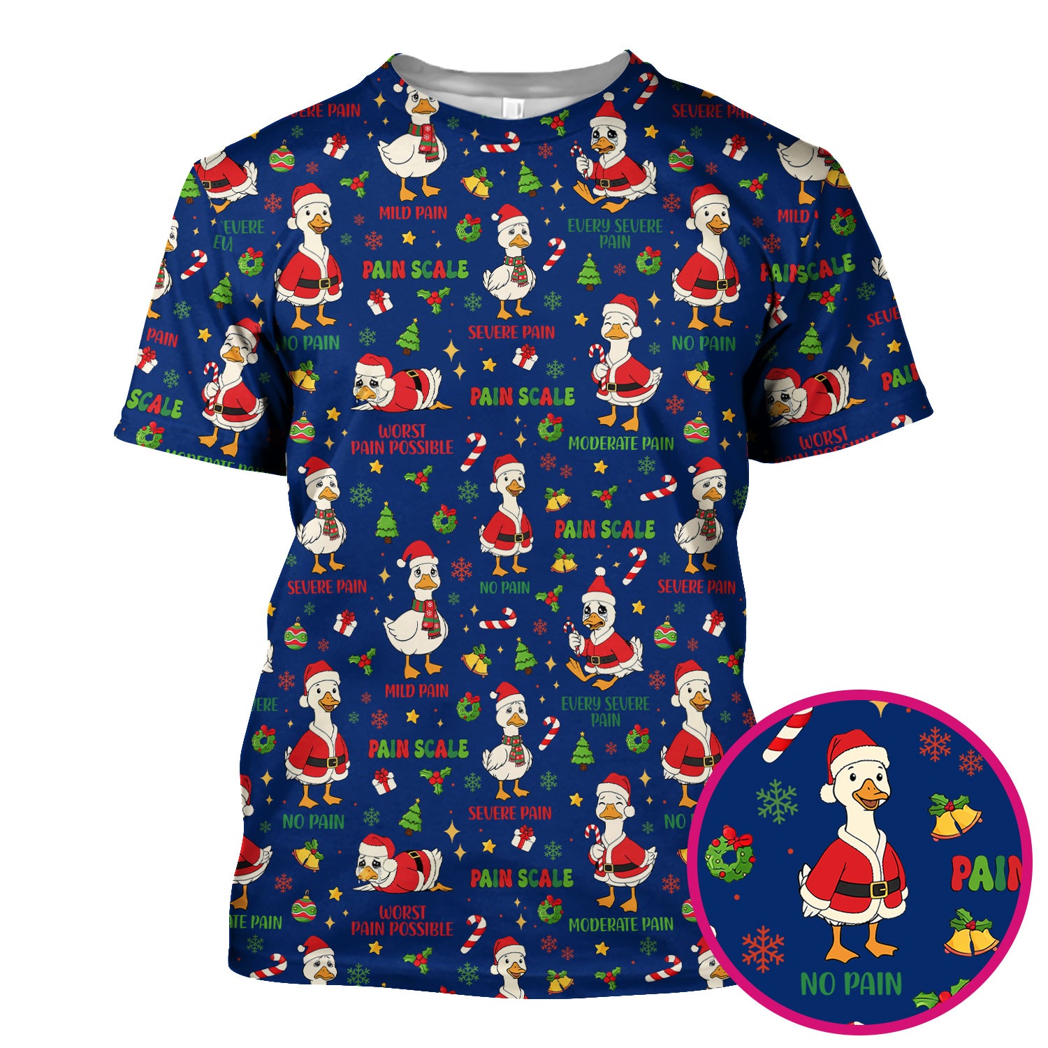 Christmas Nurse Scrub Top - Funny Goose Pain Scale - Cute Holiday Medical Uniform for Women