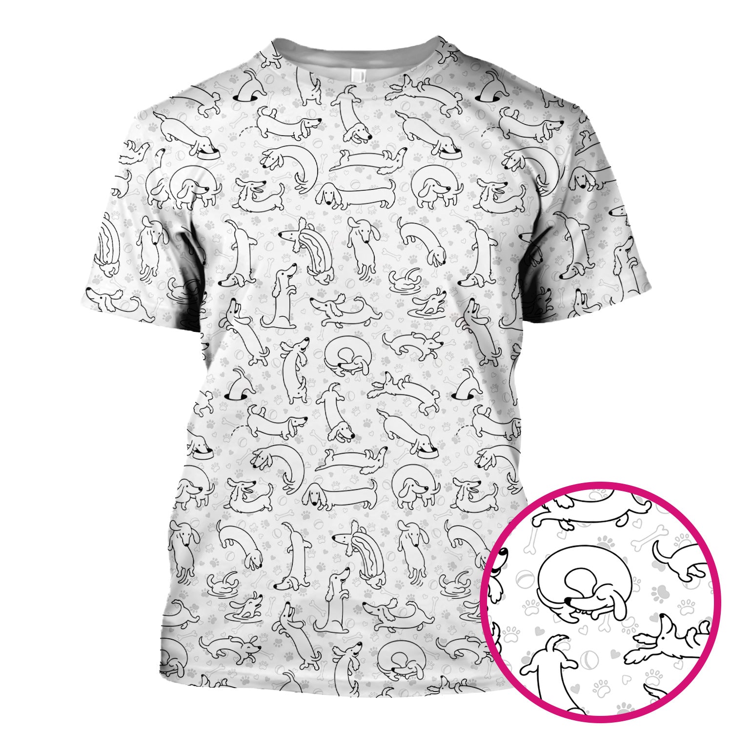 Playful Dachshund Dog Line Art Print Scrub Top, Comfortable Scrubs for Nurses