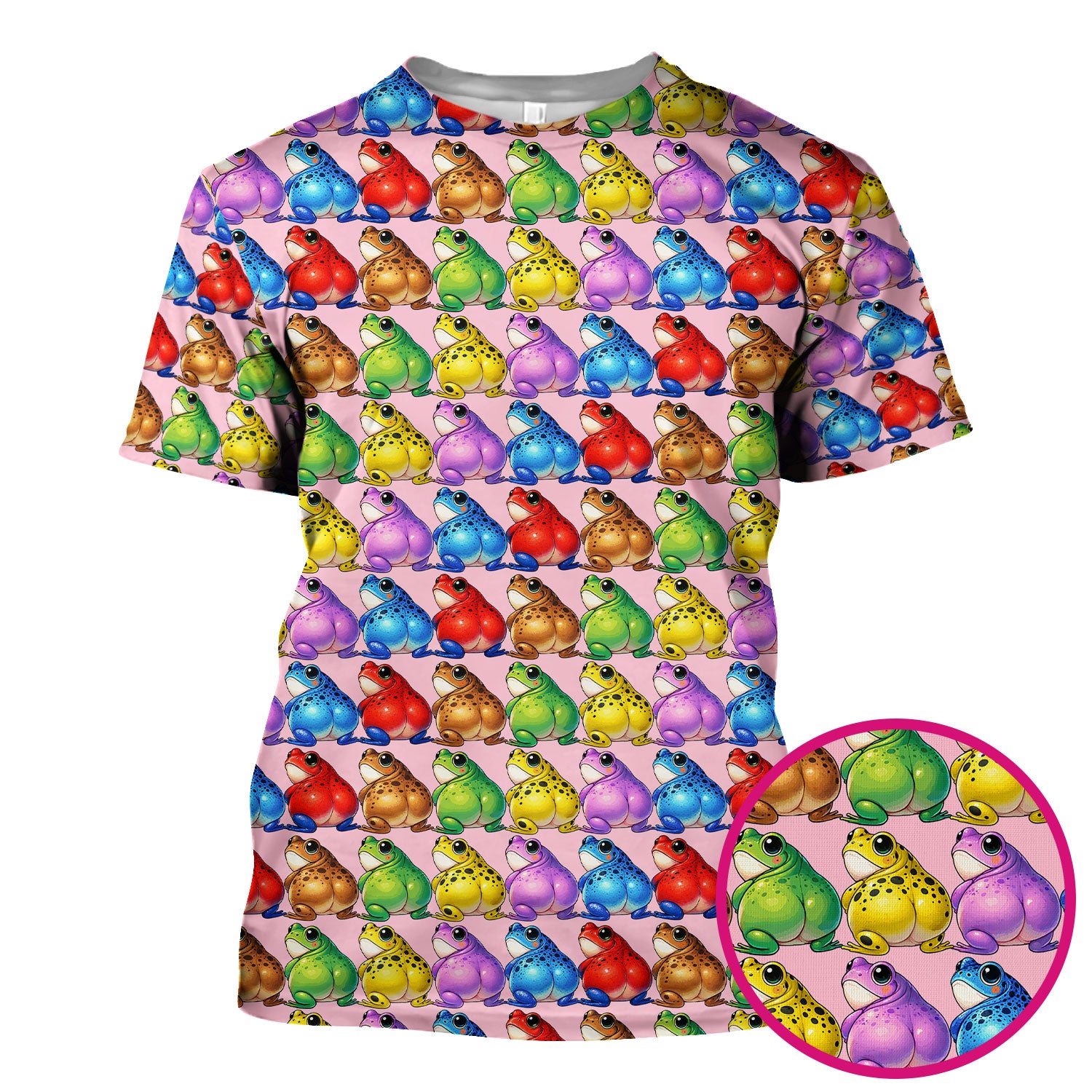 Funny Colorful Frogs Pattern Scrubs Top, Comfortable Scrubs for Nurses