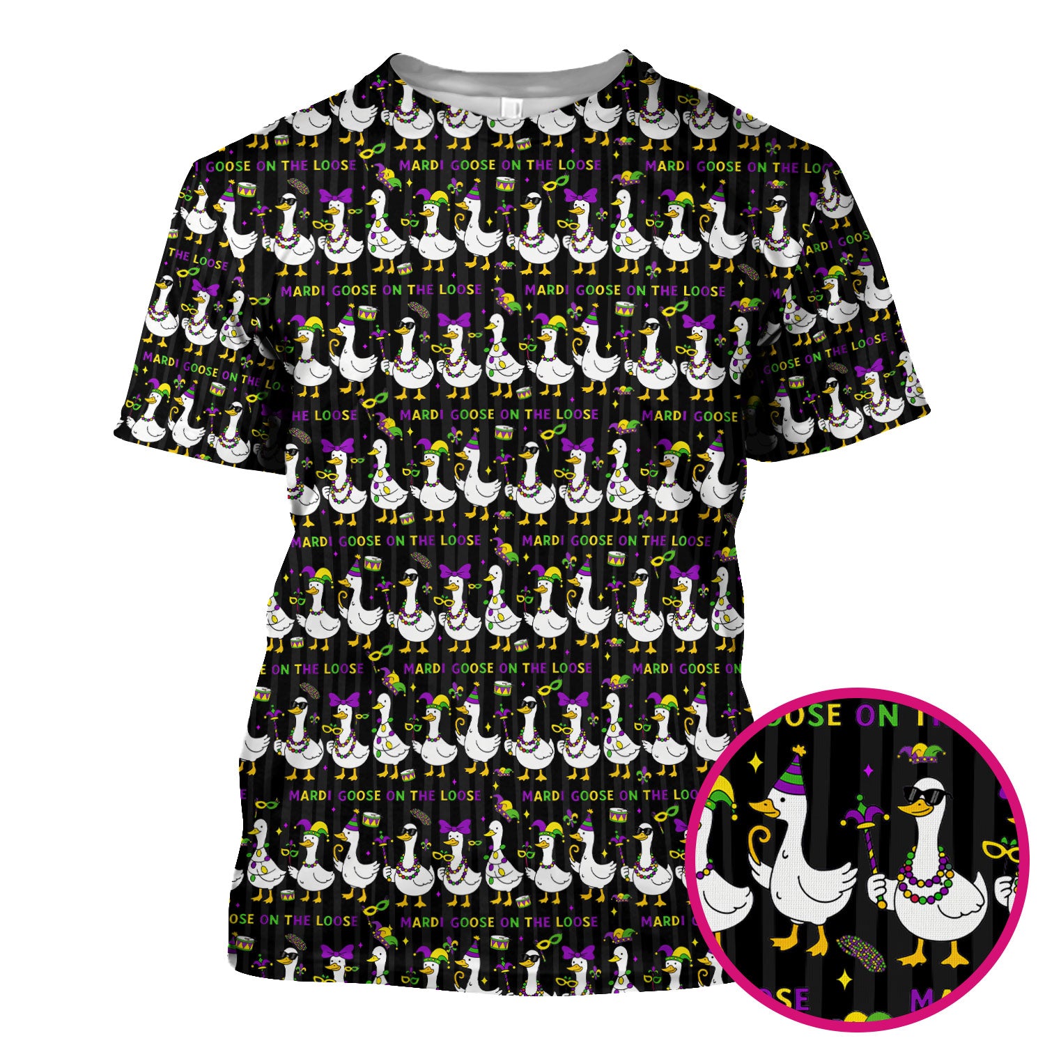 Mardi Gras Goose Nurse Scrub Top, Funny Carnival Medical Pattern Nurse Shirt, Breathable Fabrics Nursing Uniform