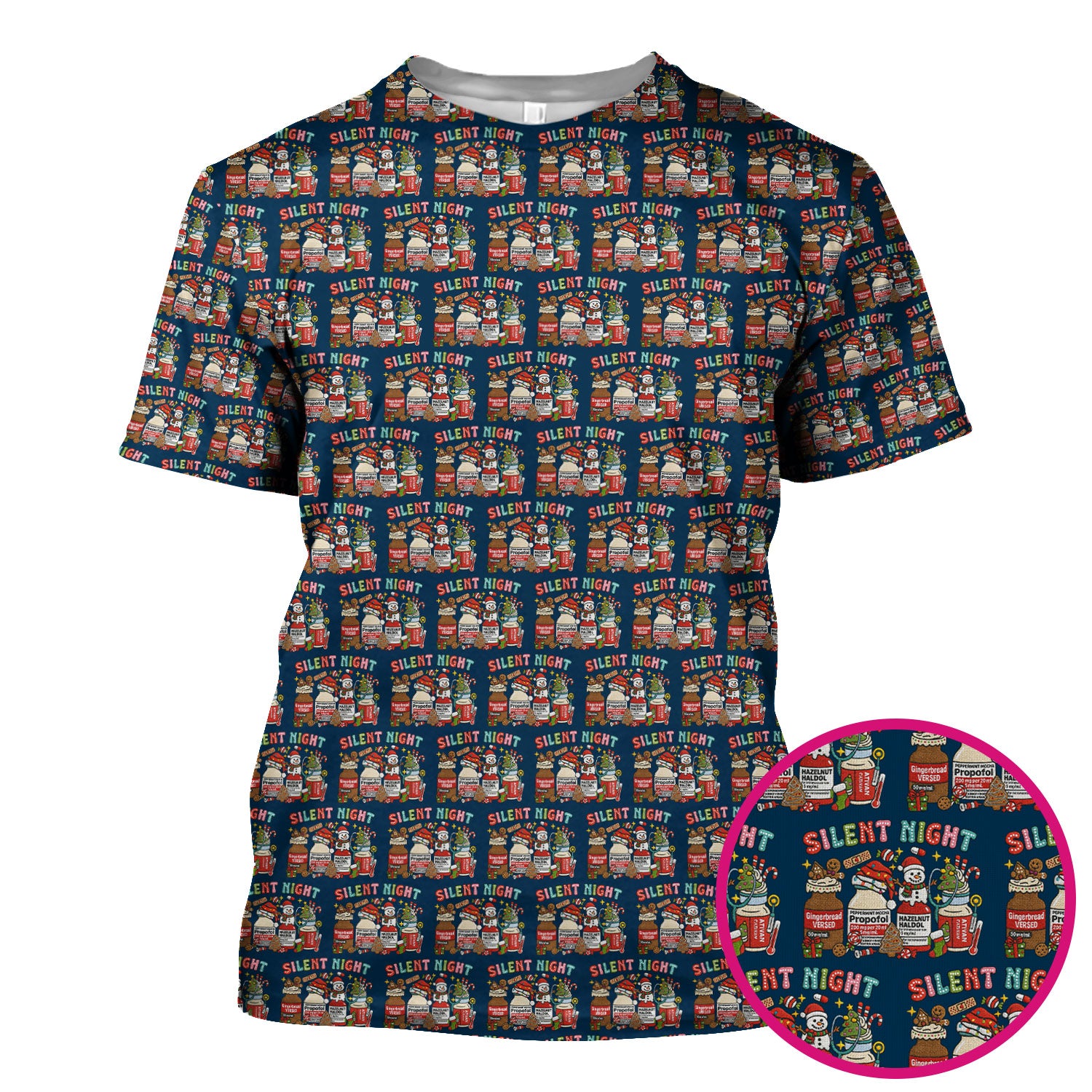 Silent Night Nurse Scrub Top, Funny Christmas Medical Scrub Shirt, Holiday Nursing Uniform
