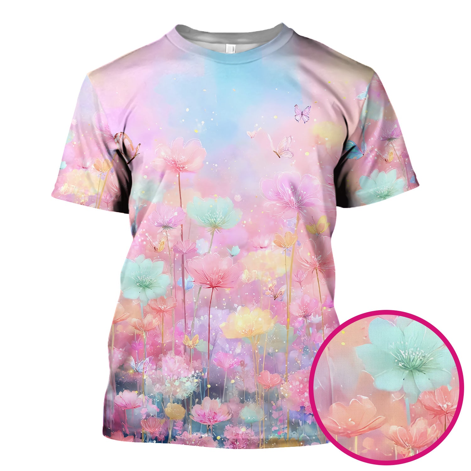 Dreamy Pastel Watercolor Floral Garden Scrub Top, Breathable Fabrics Nursing Uniform