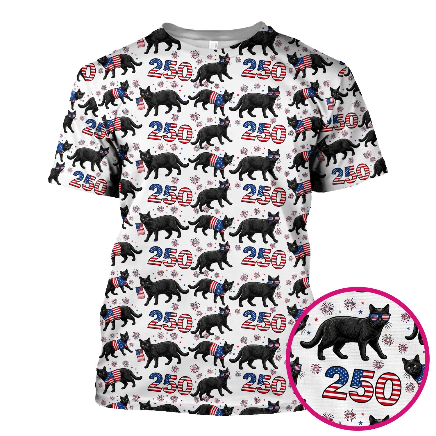 Black Cat 250 USA Flag Fireworks Pattern Scrubs Top, Comfortable Scrubs for Nurses