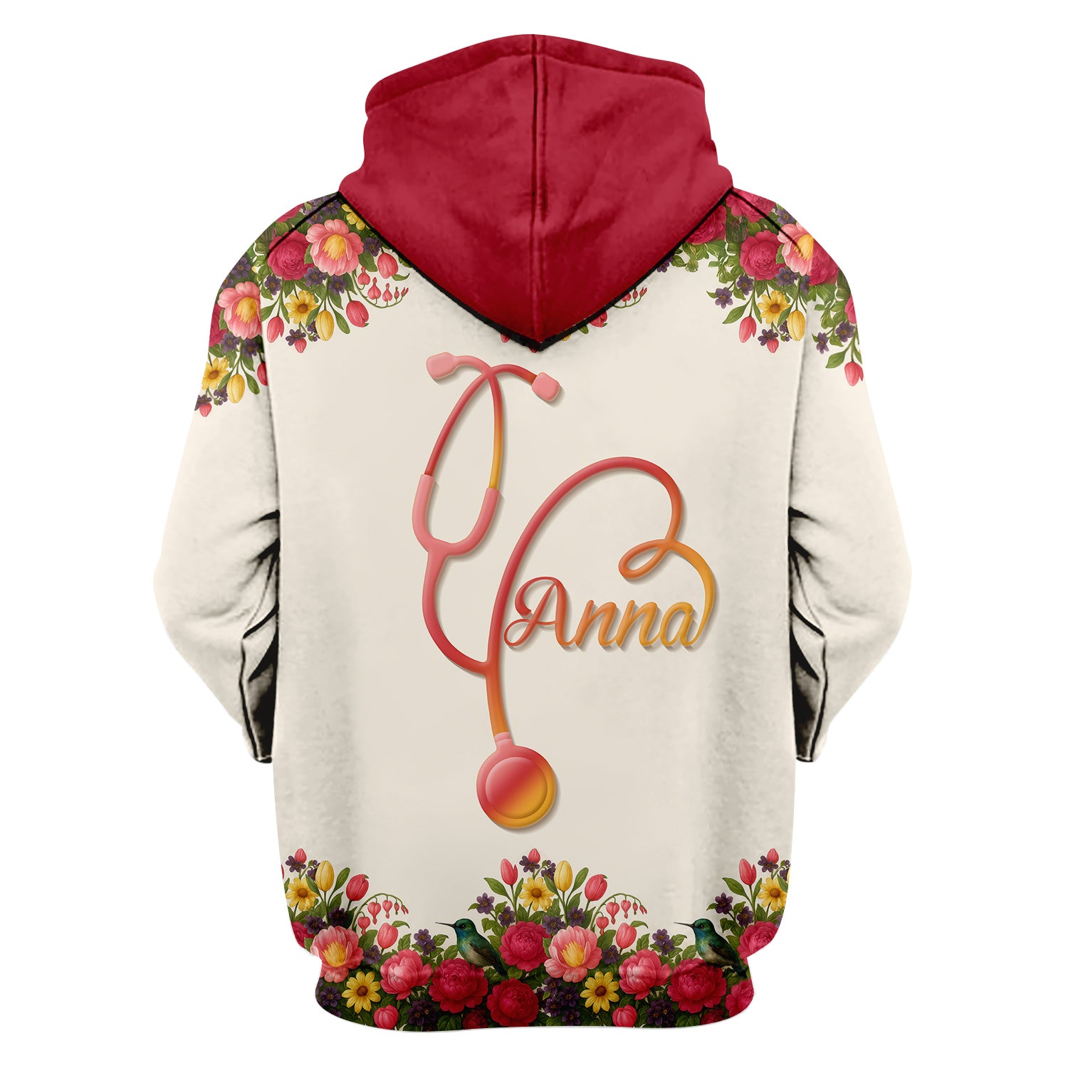 Personalized Floral Nurse Shirt with Name - Cute Colorful Flowers and Stethoscope Design - Thoughtful Gift for Women RN CNA LPN in Healthcare and Nursing Profession