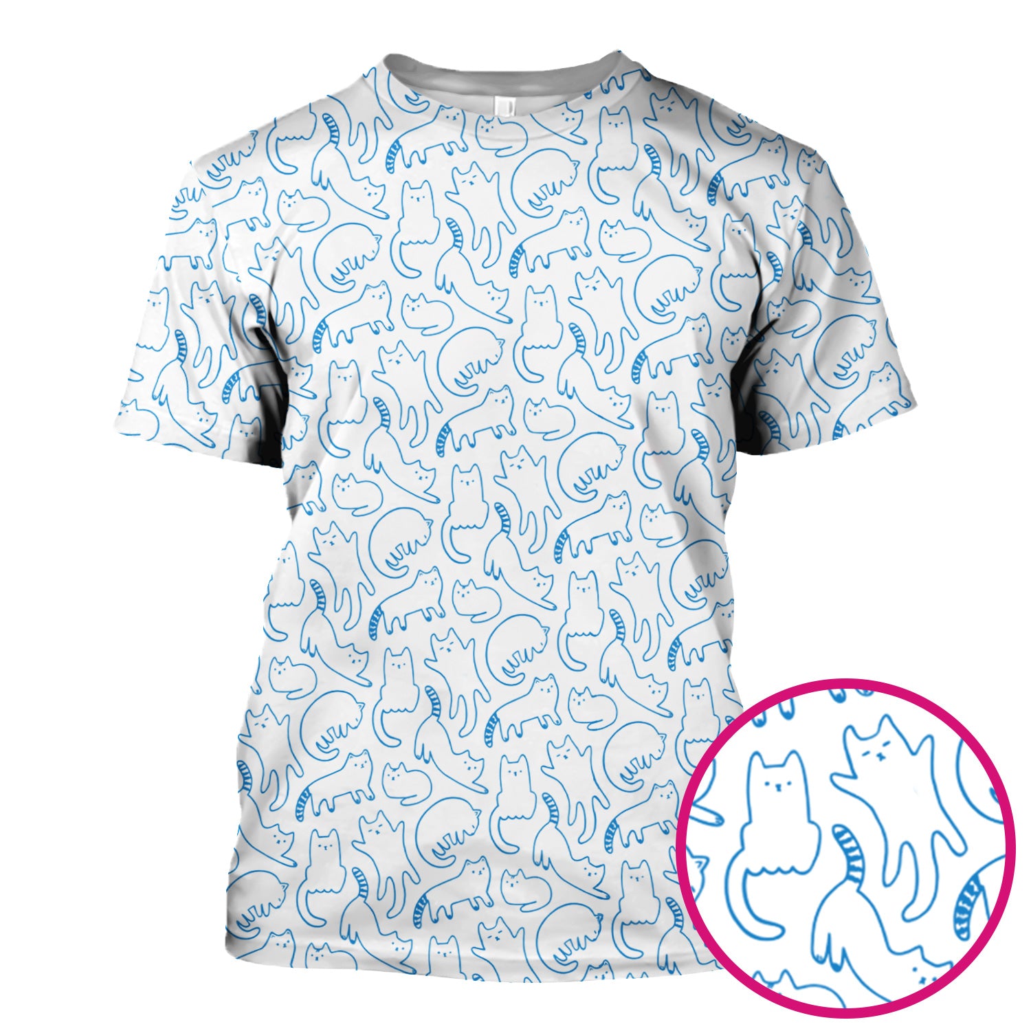Artistic Cat Pattern Medical Scrub Top, Breathable Fabrics Nursing Uniform