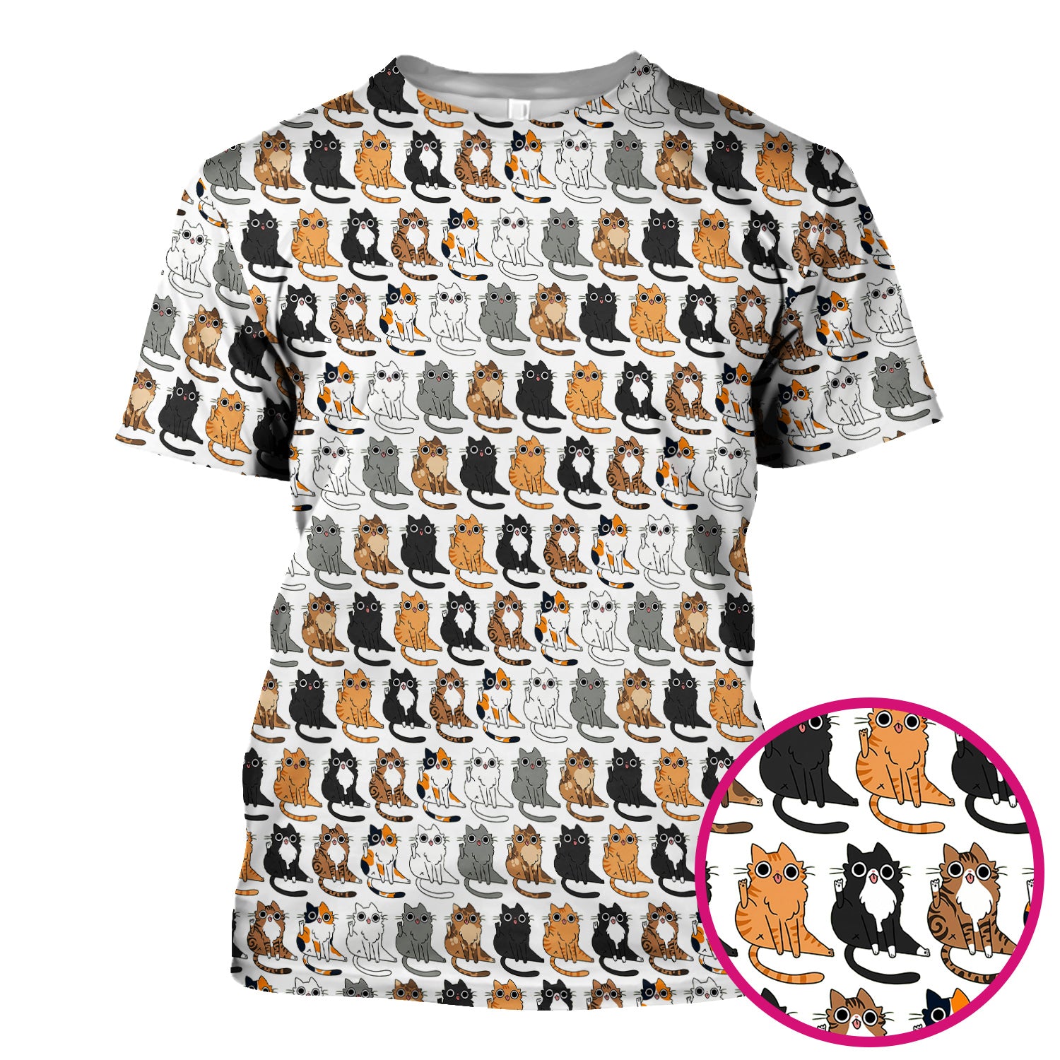 Cute Cartoon Cat Pattern Scrub Top, Comfortable Scrubs for Nurses