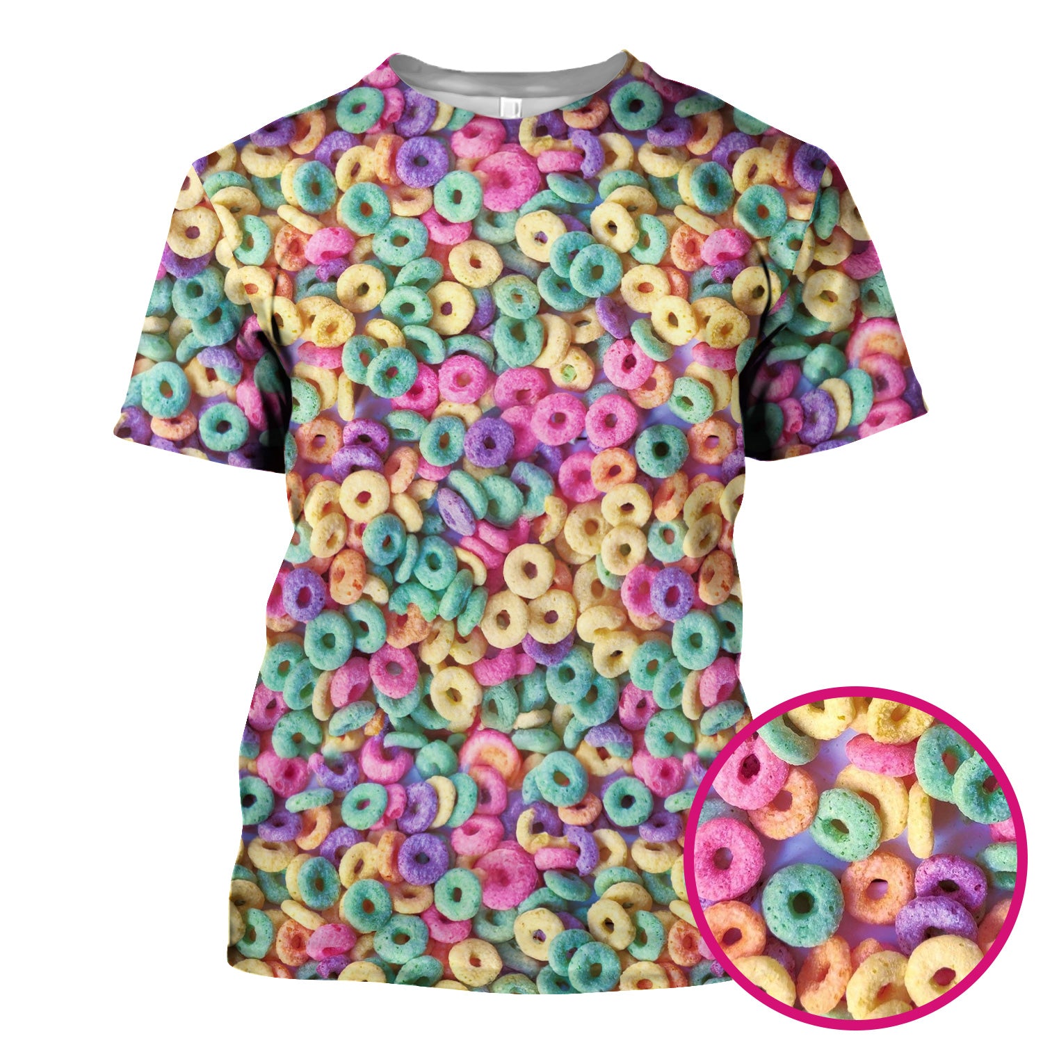 Colorful Cereal Loops Pattern Scrub Top, Comfortable Scrubs for Nurses