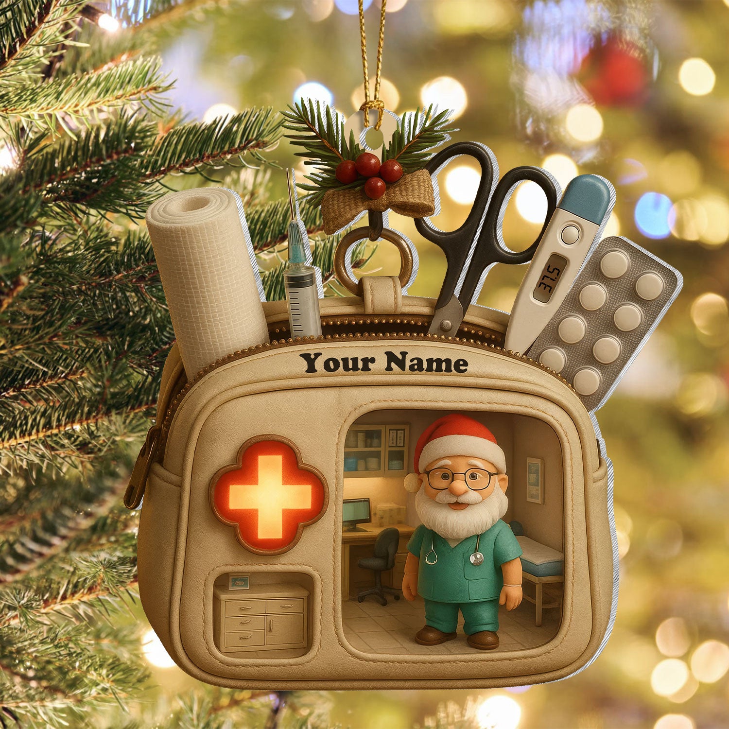 Custom Name Doctor Nurse Ornament, Medical Bag Christmas Decoration, RN LPN CNA Gift