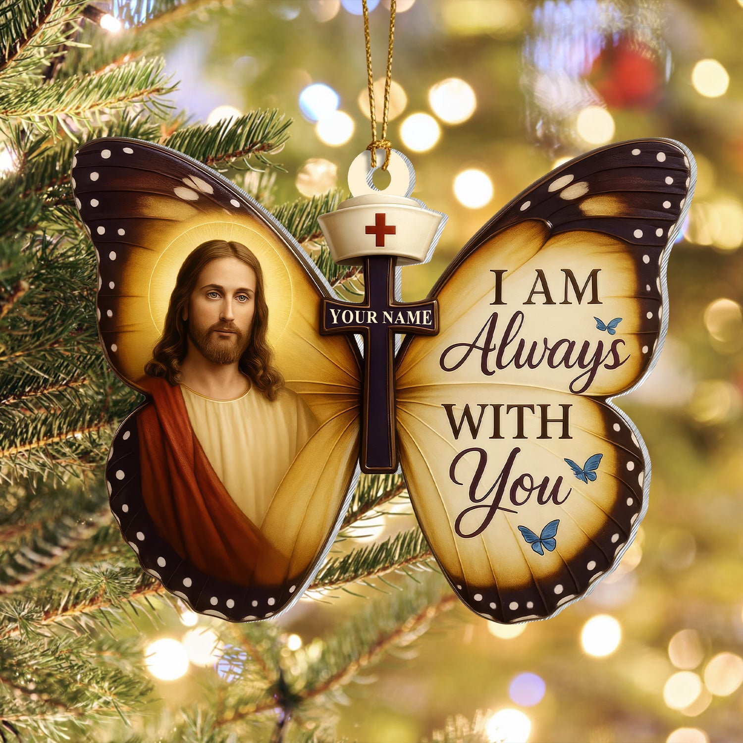 Christian Nurse Ornament, Jesus Butterfly Decoration, Nurse Christmas RN LPN CNA Gift