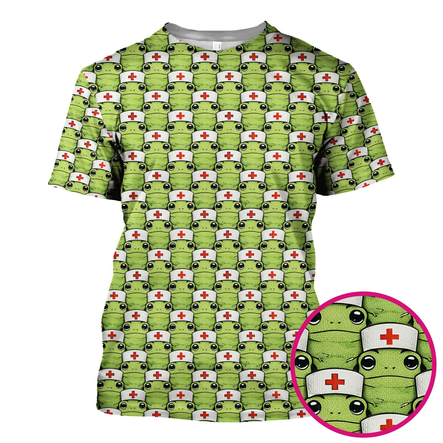 Funny Green Nurse Frog Scrub Top, Comfortable Scrubs for Nurses