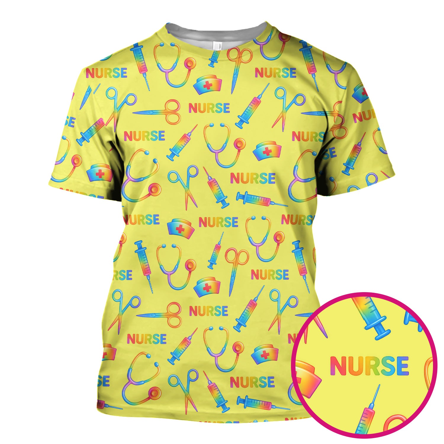 Rainbow Scrubs for Nurses - Colorful Medical Scrub Tops and Pants with Cute Pattern - Fun and Bright Nurse Scrub Set Gift Idea