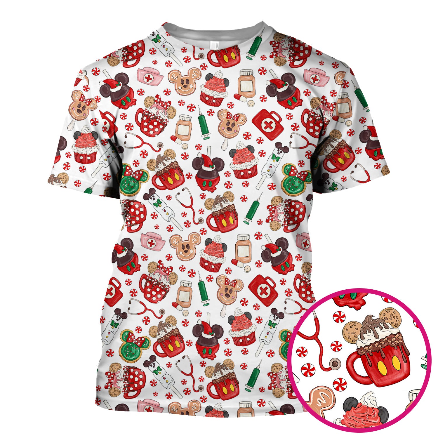 Funny Gingerbread Christmas Scrub Top - Cute Candy Cupcake Nurse Shirt - Holiday Medical Uniform RN CNA LPN