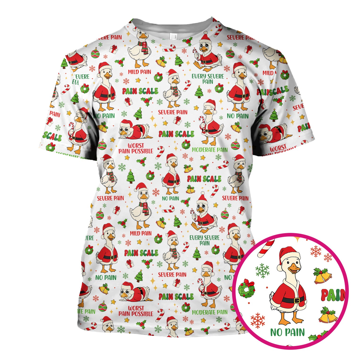 Christmas Nurse Scrub Top - Funny Goose Pain Scale - Cute Holiday Medical Uniform for Women
