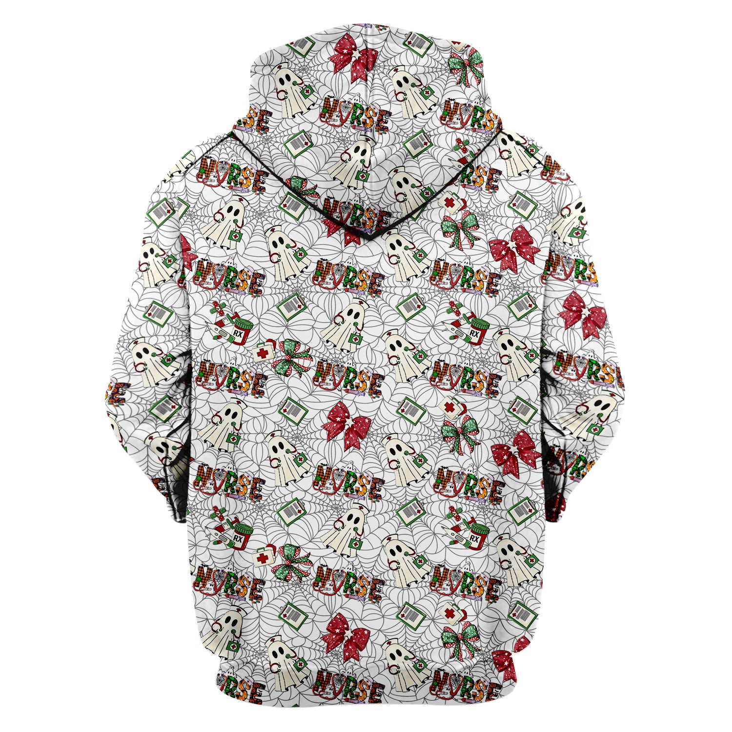 Halloween Nurse Scrub Top for Women - Cute Ghost and Spider Web Scrub Shirt Multi Color - Funny Nursing Work Shirt with Pockets