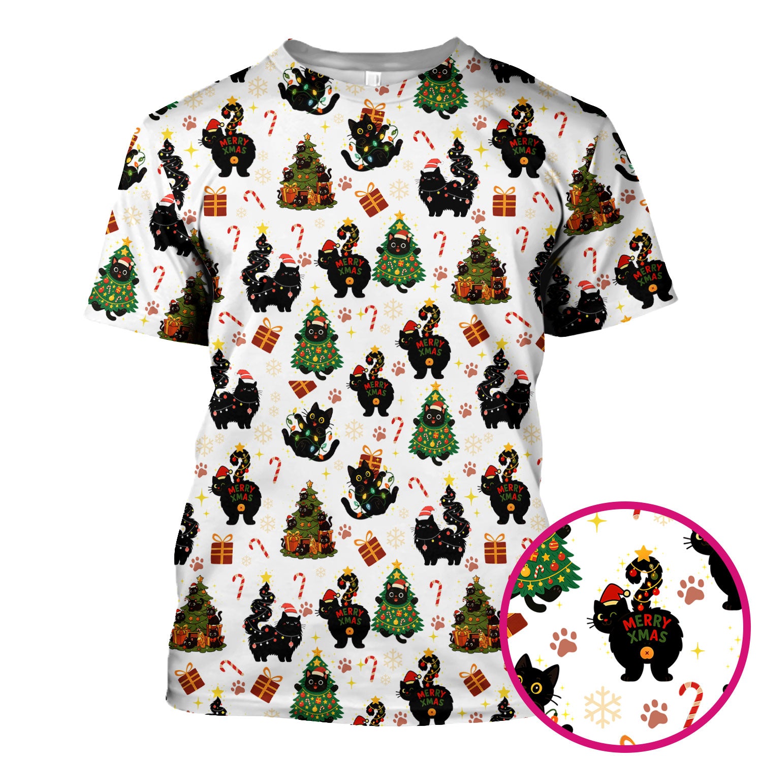 Funny Cat Print Nurse Scrub Top - Christmas Medical Shirt for Women & Men - Cute Holiday Gift Idea for RN CNA Doctor Scrubs