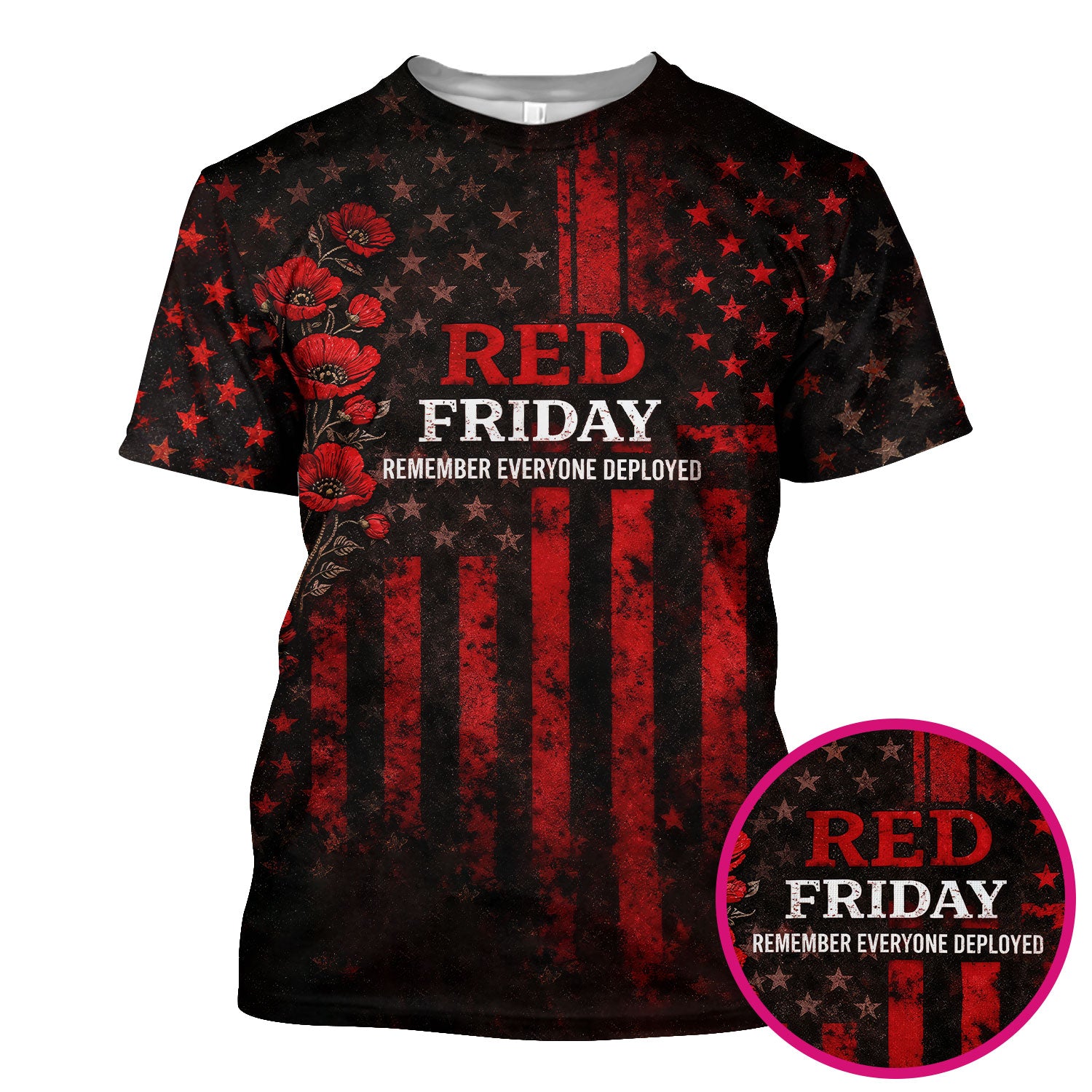 Red Friday Nurse American Flag Poppy Scrub Top, Comfortable Scrubs For Nurses