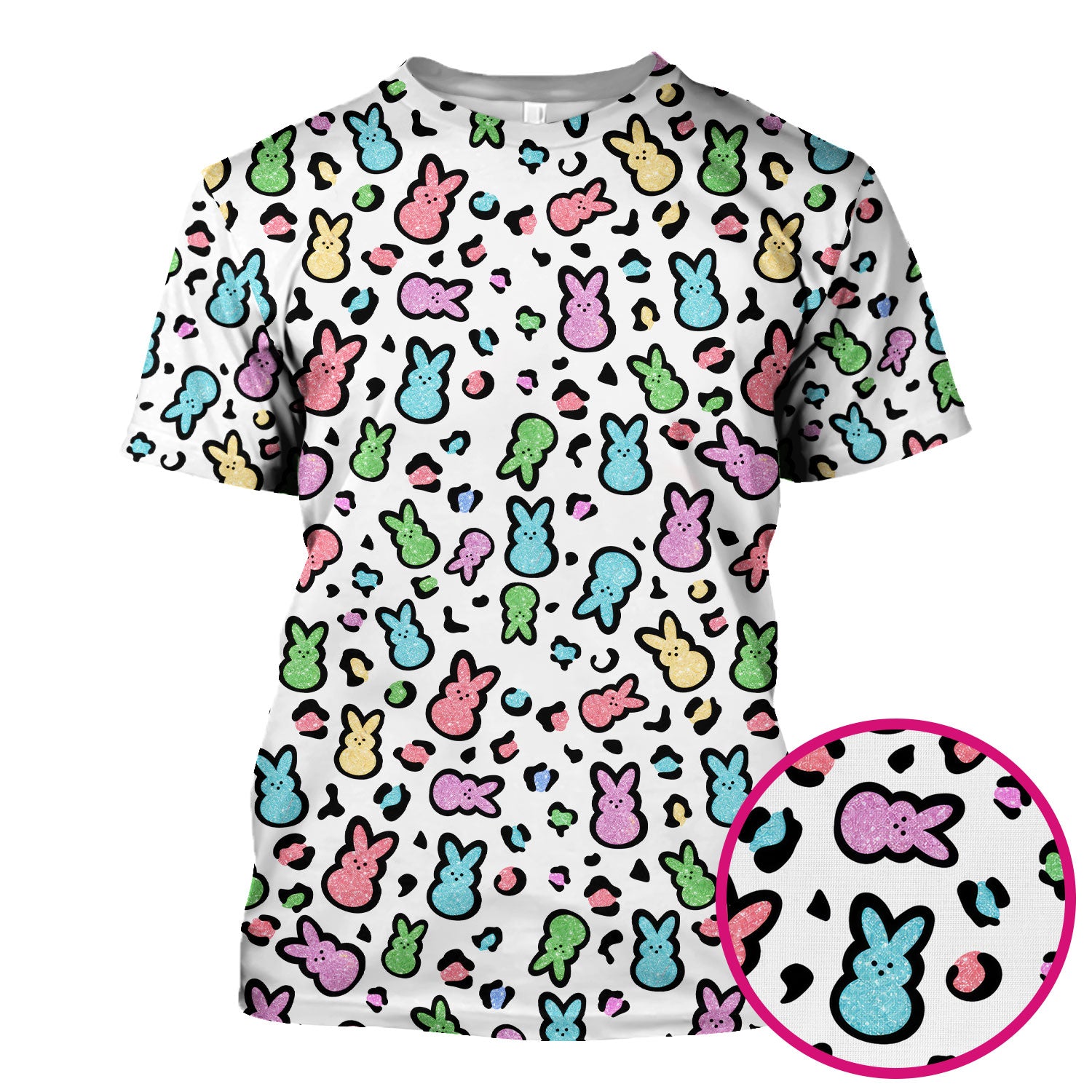 Cute Easter Bunny Pastel Pattern Scrub Top, Comfortable Scrubs for Nurses