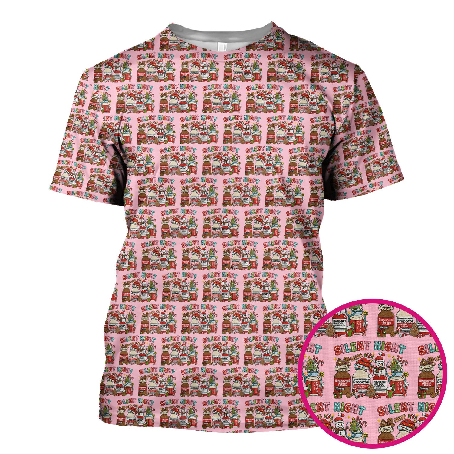 Silent Night Nurse Scrub Top, Funny Christmas Medical Scrub Shirt, Holiday Nursing Uniform