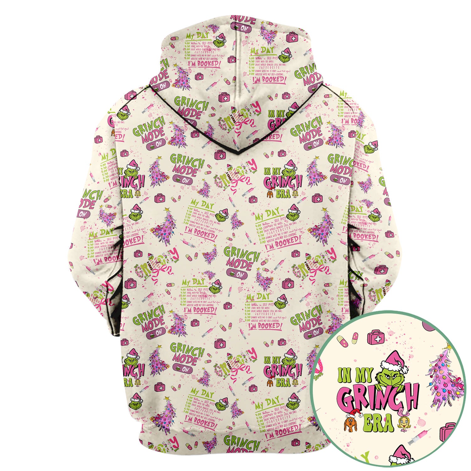 Funny Christmas Scrub Top for Women - Grinch Mode On Holiday Nurse Uniform Shirt - Pink Grinchmas Gift for RN CNA LPN