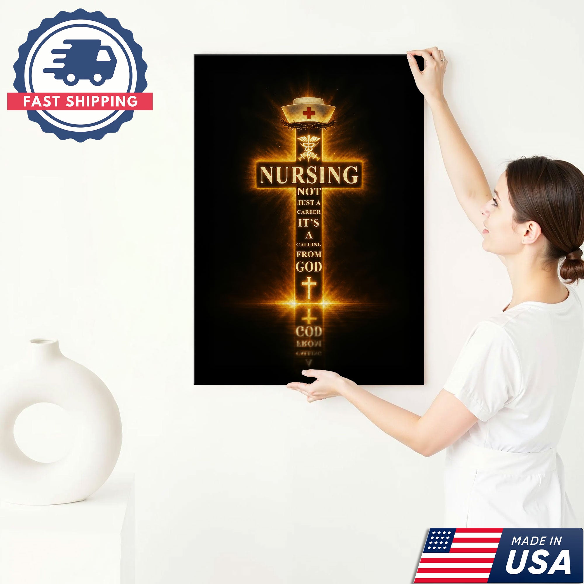 Nursing Not Just A Career Its A Calling From God Canvas, Christian Faith Gift for RN LPN CNA